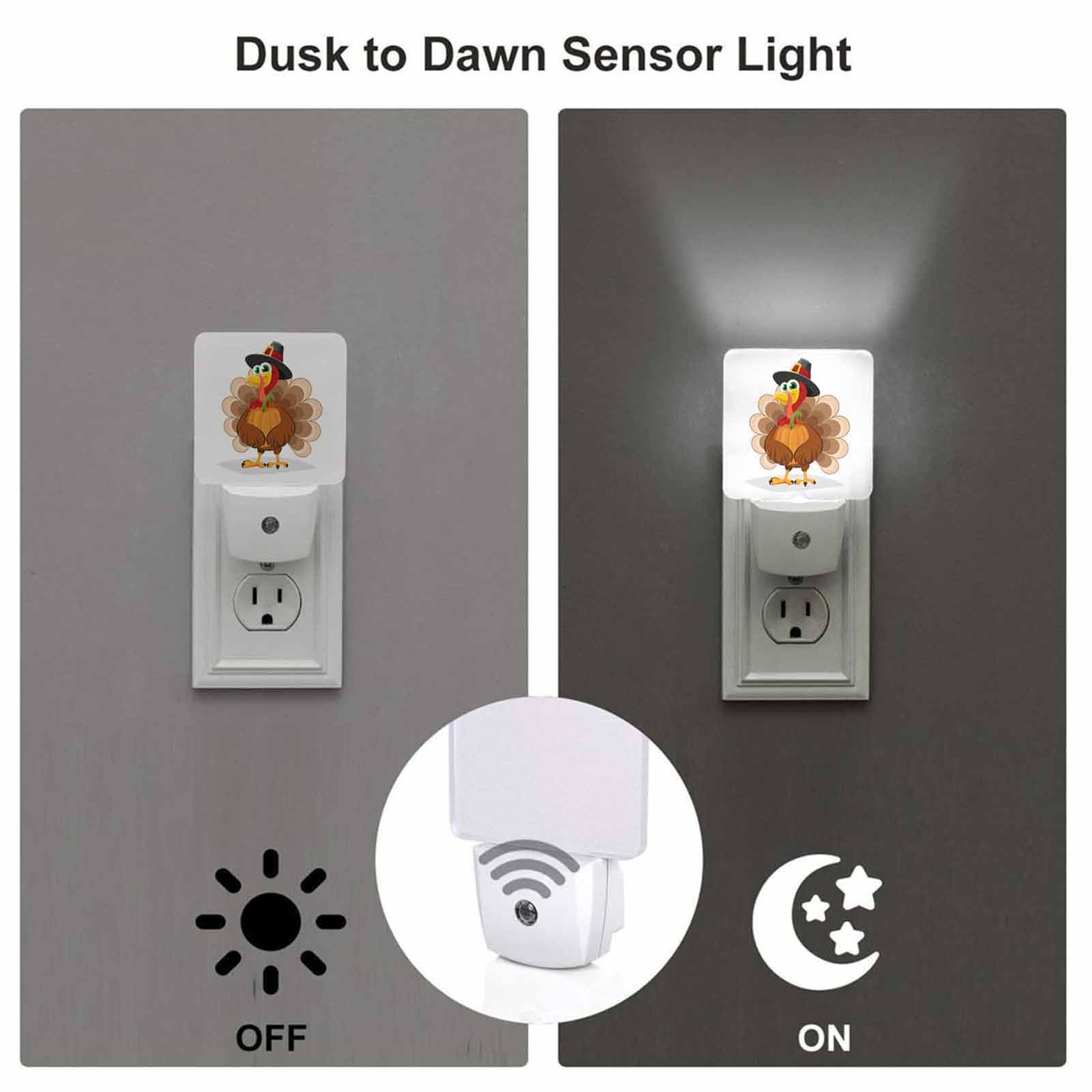 Chrobak Led Night Light Plug Into Wall With Dusk To Dawn Light Sensor White Energy Efficient Thanksgiving Day Turkey Nightlight For Bedroom Bathroom Hallway Living Room Kitchen