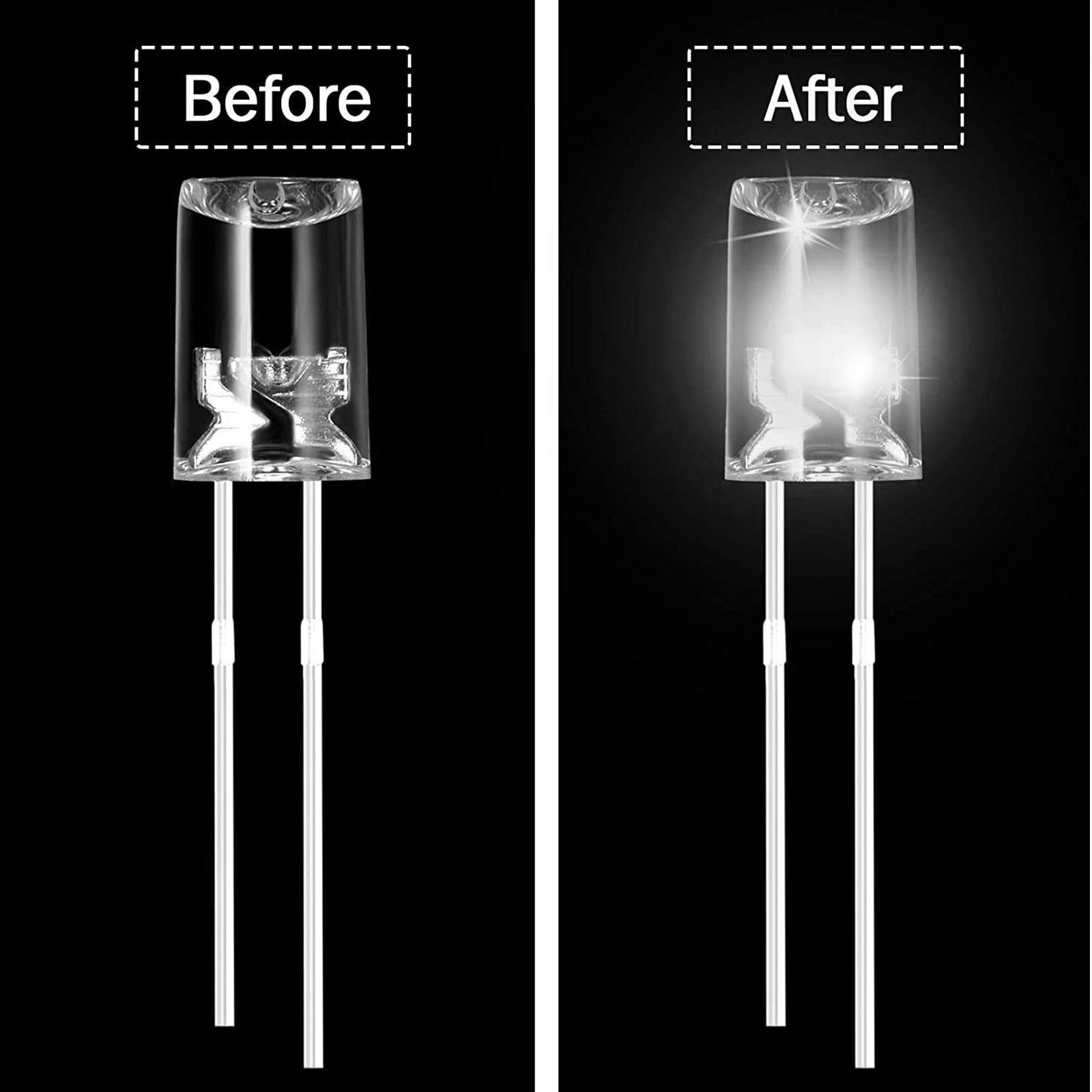 Honoson LED Replacement Bulbs 3mm 3V 60 Pcs Cold White Energy Efficient for Outdoor String Lights