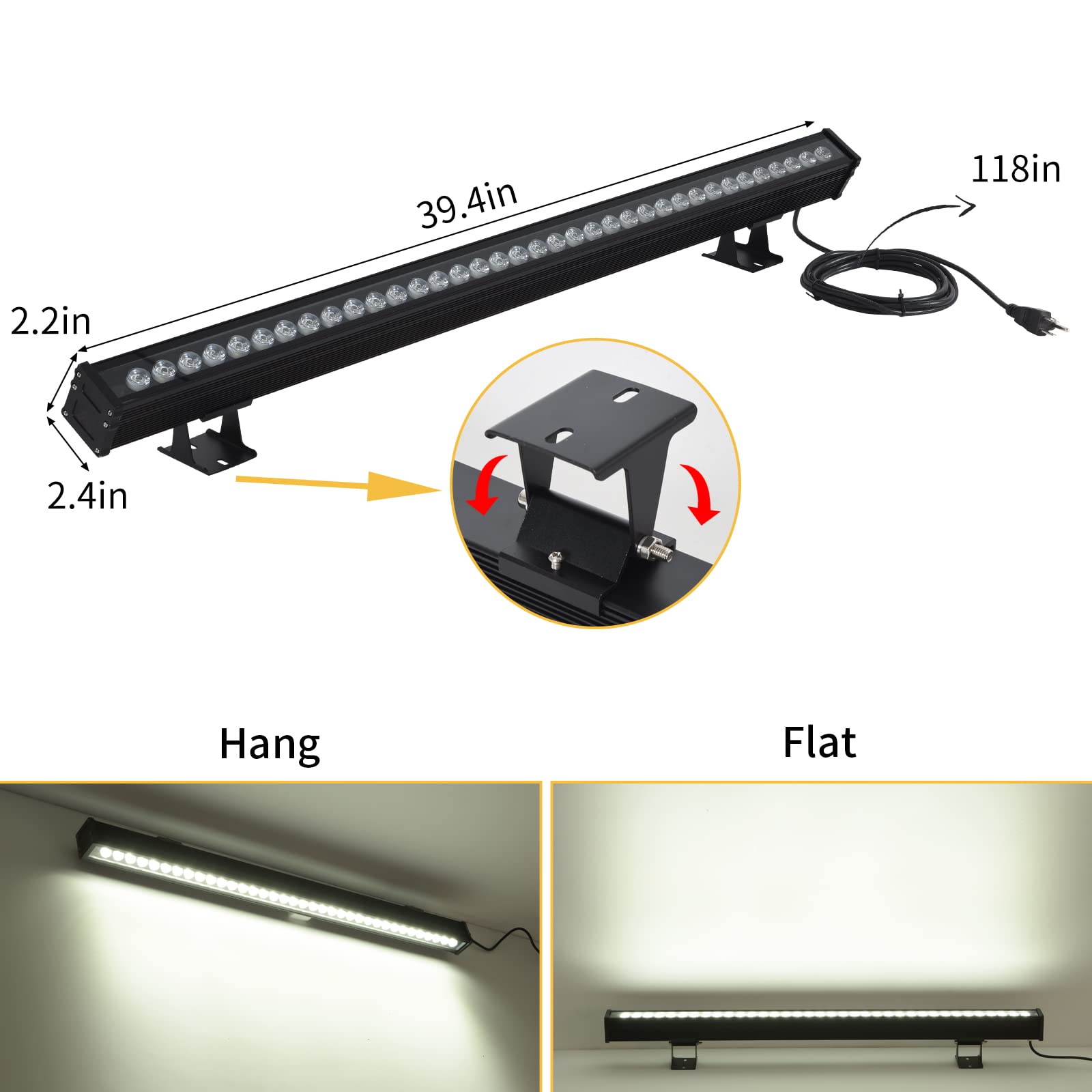 Jsn&Pc 36W Led Wall Washer Light, Ip65 Waterproof, Warm White, Outdoor Advertising Lighting