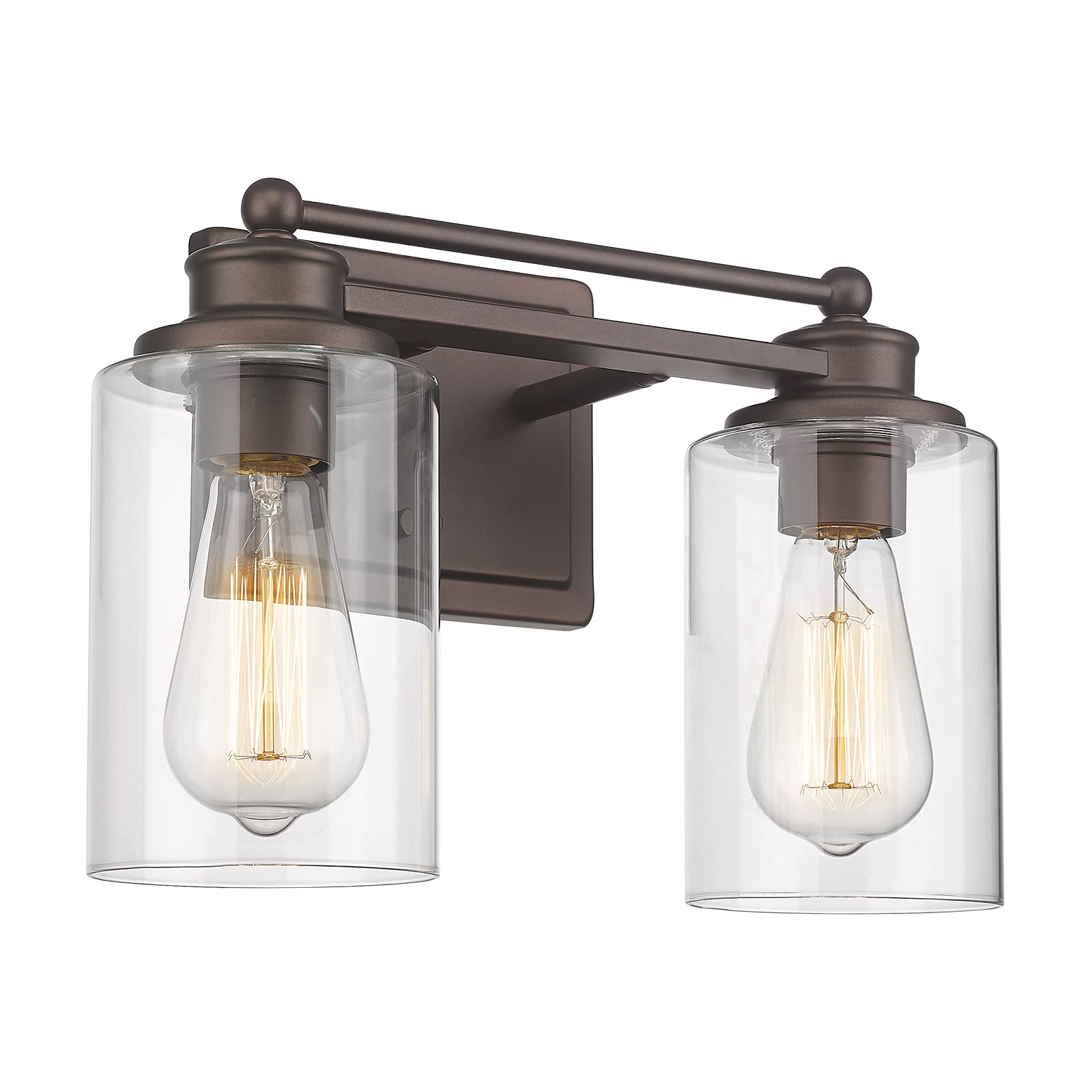 Hwh Farmhouse 2-Light Vanity Wall Lamp, Oil-Rubbed Bronze Finish For Bathroom & Dressing Table
