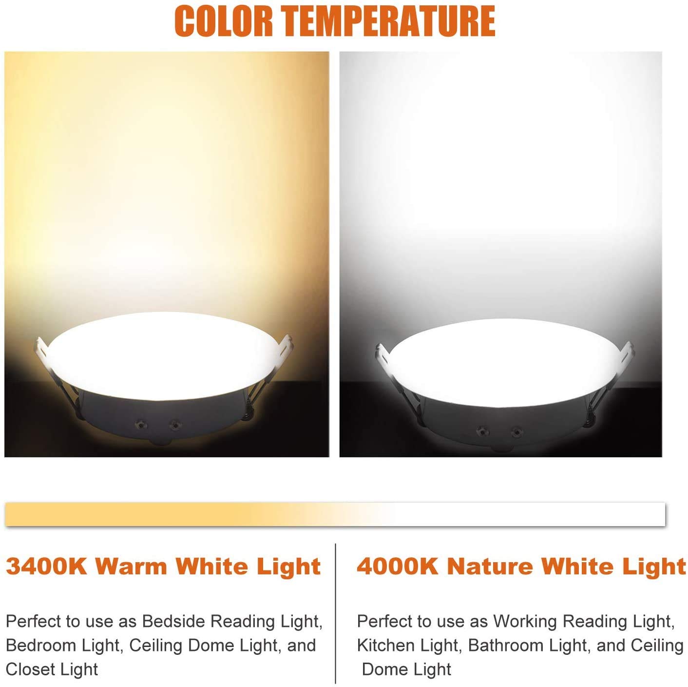 Facon 3 Inch LED Puck Light, 12V RV Ceiling Light, 4000K Cool White, Aluminum, Pack of 2