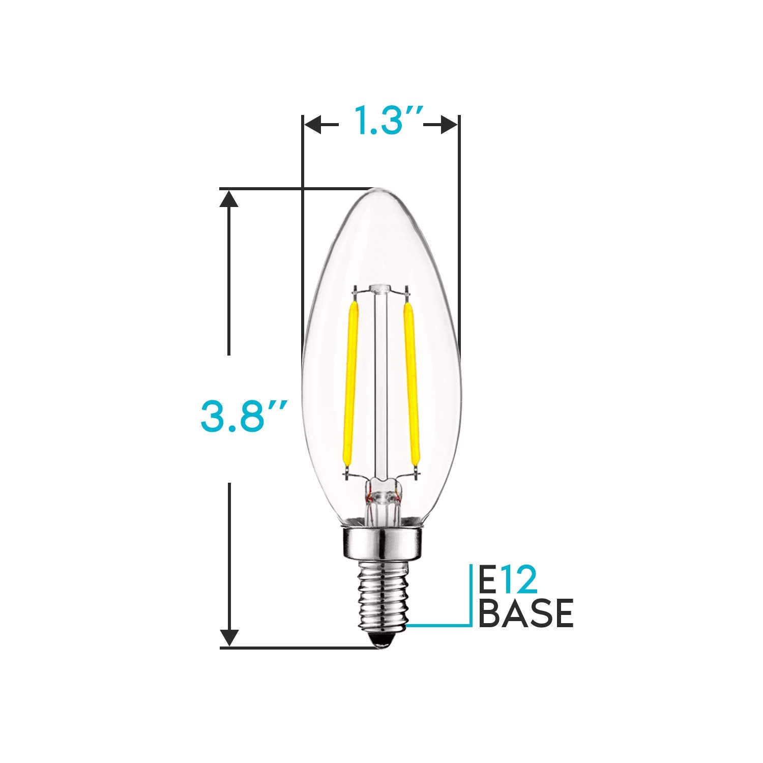 LUXRITE Vintage Candelabra LED Bulbs 4W Dimmable 400 Lumens E12 Base Clear Glass 5000K Bright White 6 Count