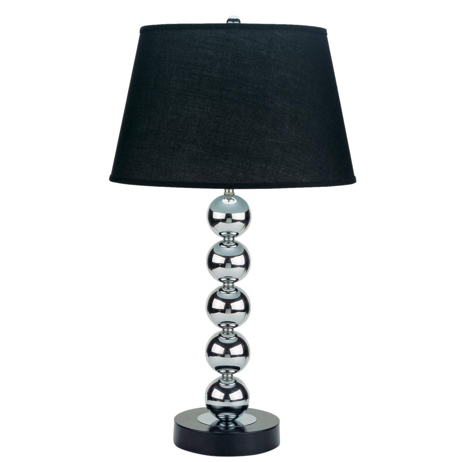 Benjara Metal Table Lamp With Fabric Drum Shade, Set Of 2, Black And Silver