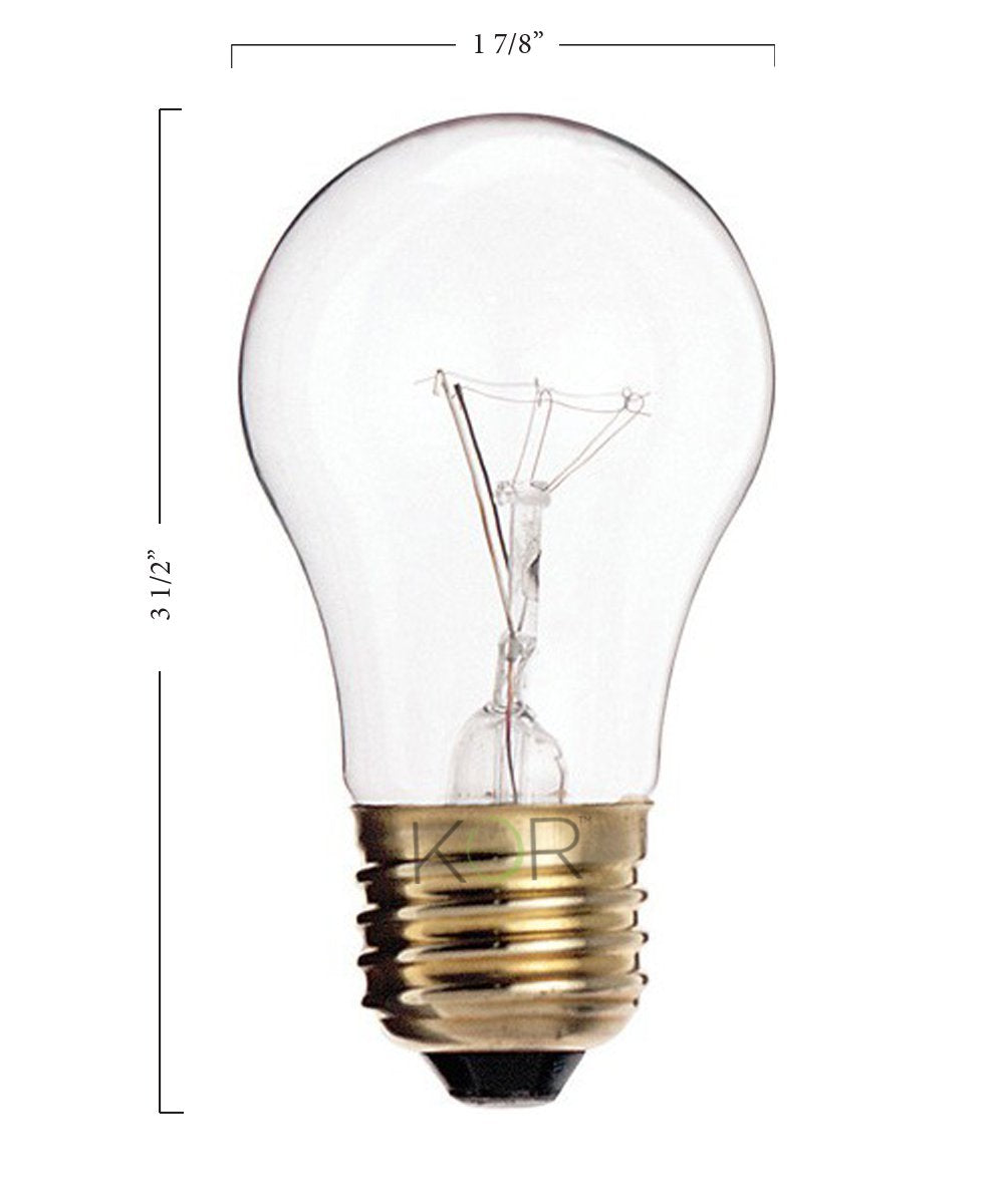 Kor (Pack Of 6) 25A15/Cl - 25-Watt A15 Incandescent Appliance Bulb - Clear Finish - Medium (E26) - Standard Us Size Household Ba