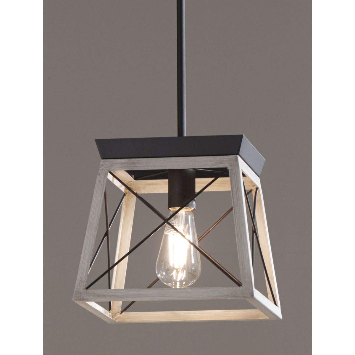 Progress Lighting Briarwood Collection 1-Light Coastal Mini-Pendant Light Graphite, Black