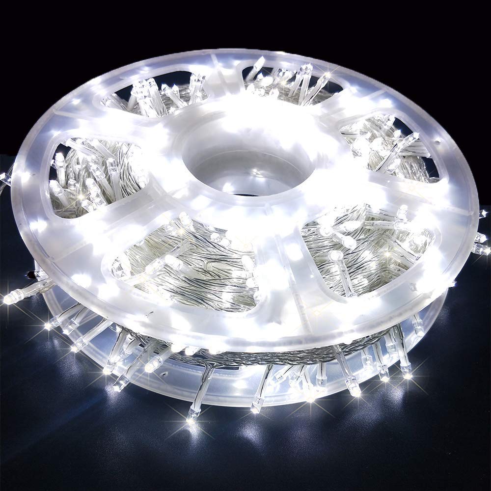 MYGOTO LED String Lights, 165FT, 500 LEDs, 30V Waterproof, 8 Modes, Cool White, Model BX, Indoor/Outdoor Party Decoration