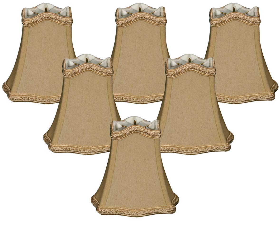 Royal Designs, Inc. CS-508AGL-6 Fancy Square Bell Chandelier Shade with Decorative Trim, 2.5 x 5 x 4.5, Antique Gold, 6-Pack