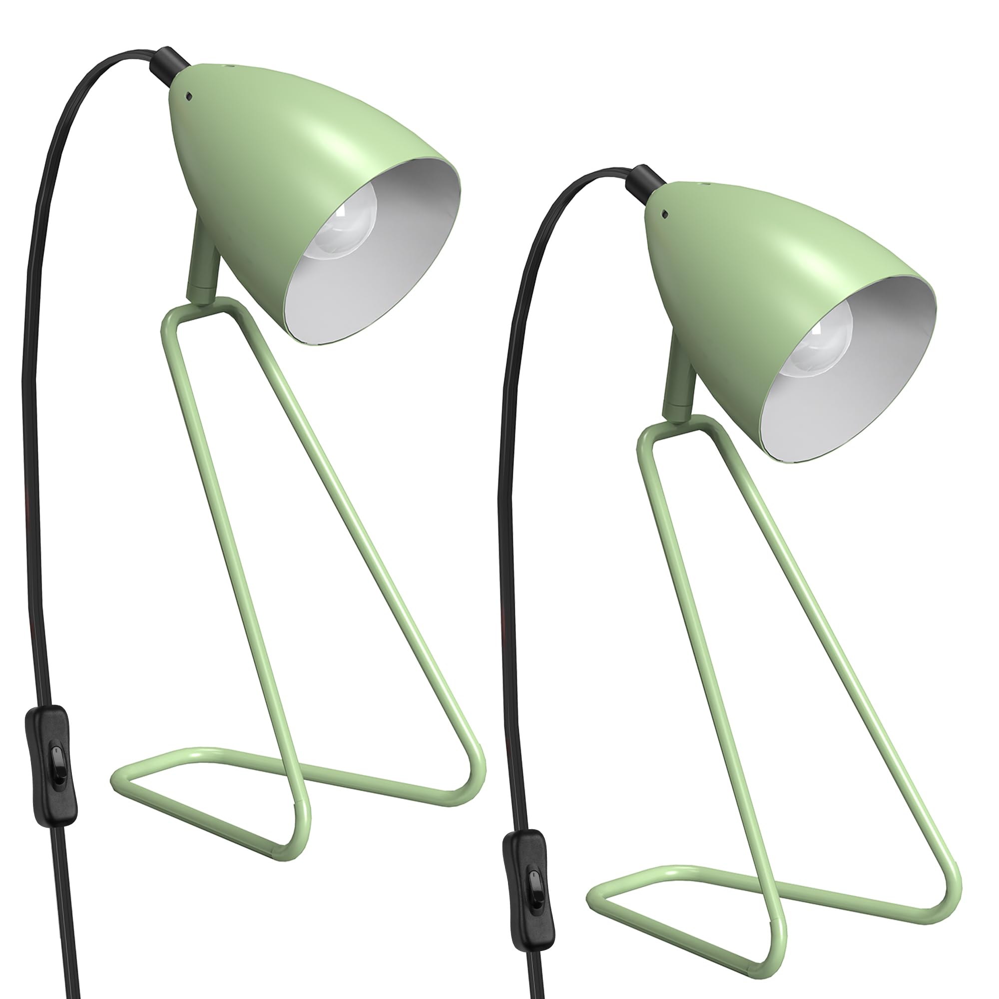 Partphoner Table Lamp Set Of 2, 350Rotatable Small Desk Lamp, Modern Green Reading Bedside Lamps, Suitable For Study, Bedroom, O