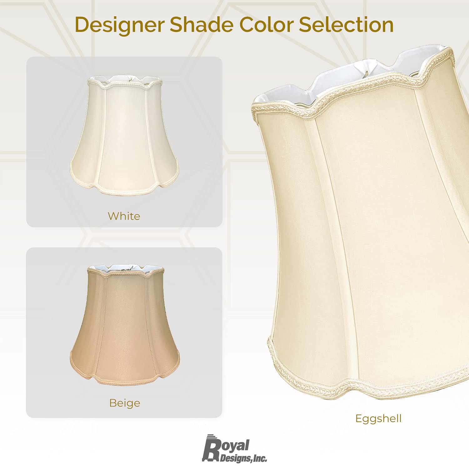 Royal Designs Tapered Drum W V-Notch Top And Bottom Designer Lamp Shade, White, 10X16X14