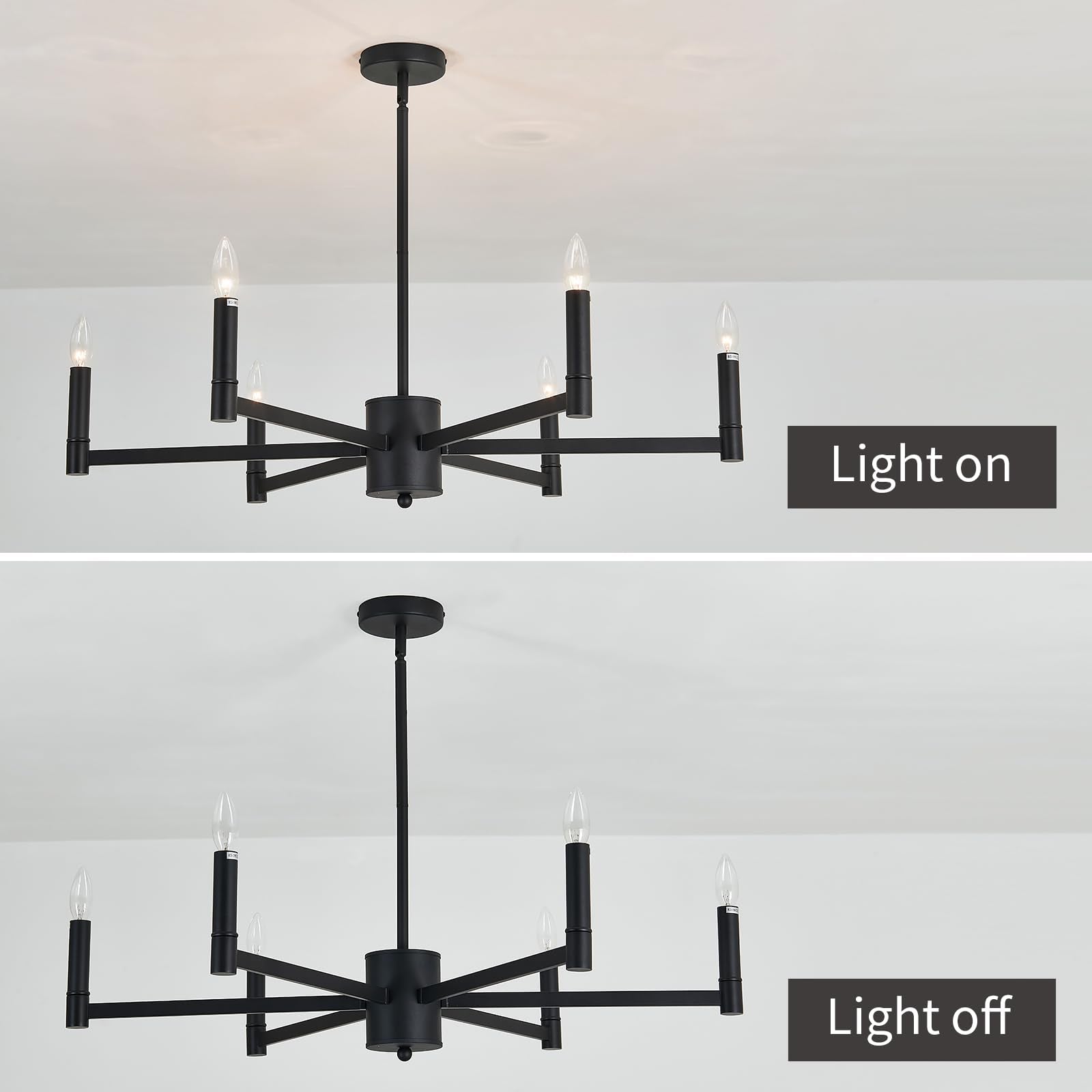 Asgyisa 6-Light Candle Chandeliers Modern Black Farmhouse Ceiling Light Fixture Industrial Pendant Lighting For Dining Room Livi