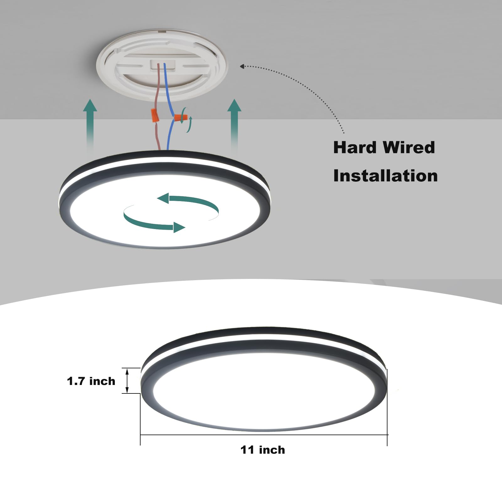 Zsyubo Motion Sensor Ceiling Light Wired,11 Inch Flush Mount Ceiling Light Fixture, Motion Sensor Light Indoor For Stair Closet
