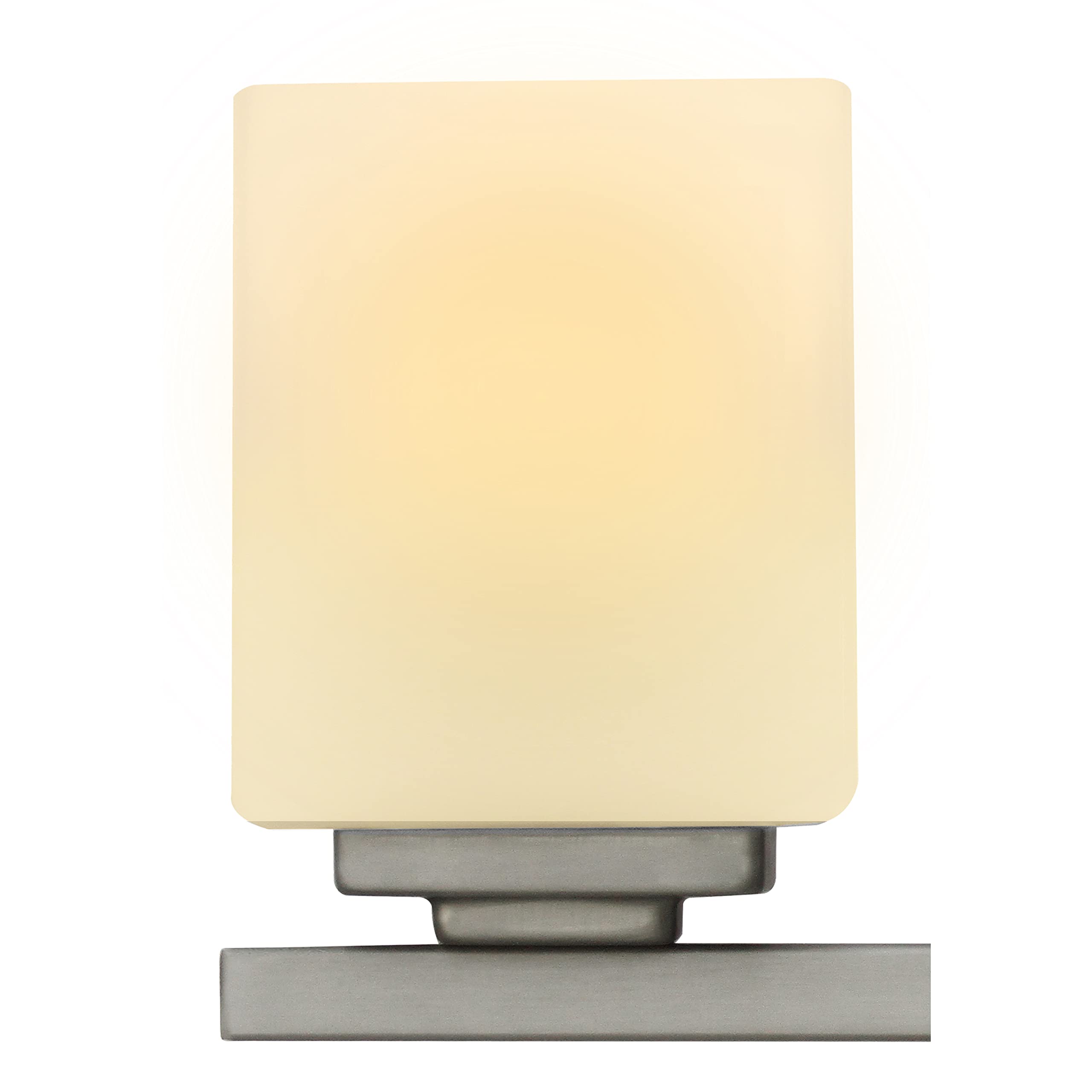 Yosemite Home Decor Jordan 3-Light Vanity Light, Satin Nickel Finish, Frosted White Glass Shades, 5.3 x 20.9 x 7 inches, Model 130010329