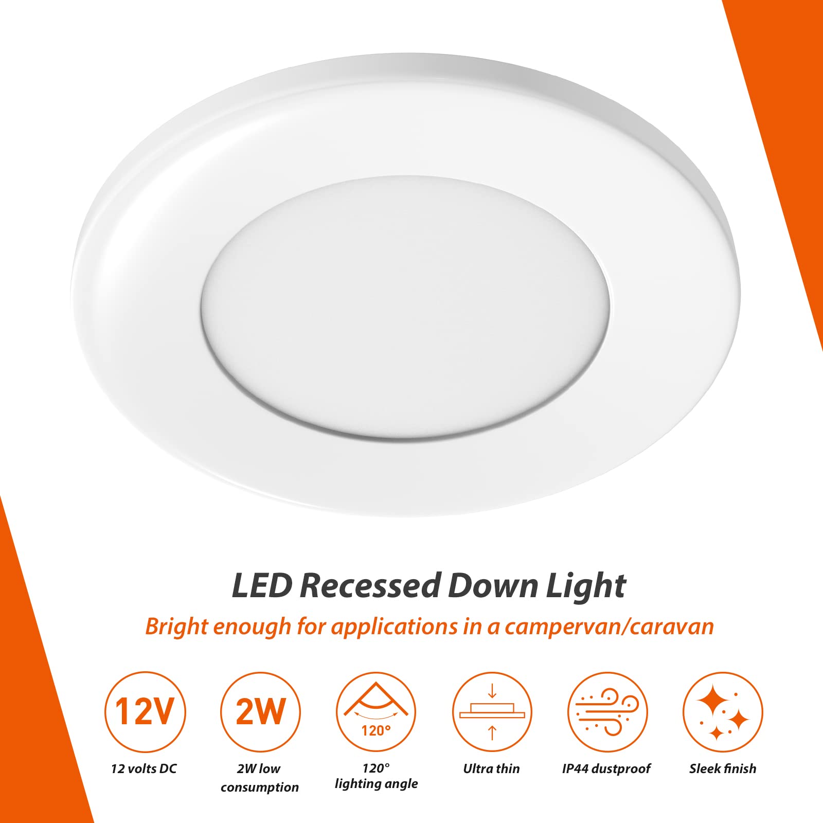 Dream Lighting 12v LED Recessed Puck Light, Cool White, Polycarbonate, Pack of 6, 2.76” for RV Boat Interior Ceiling