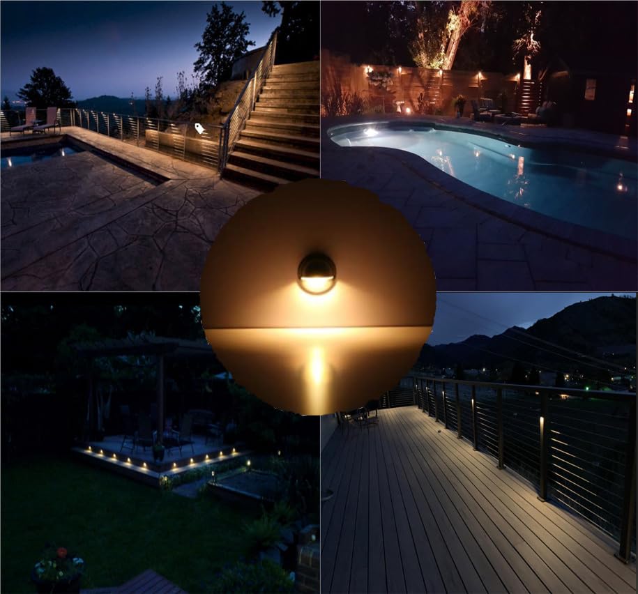 FVTLED 10pcs Warm White Low Voltage LED Deck Lights, Black Zinc Recessed Landscape Lighting, Model NARF5_01375