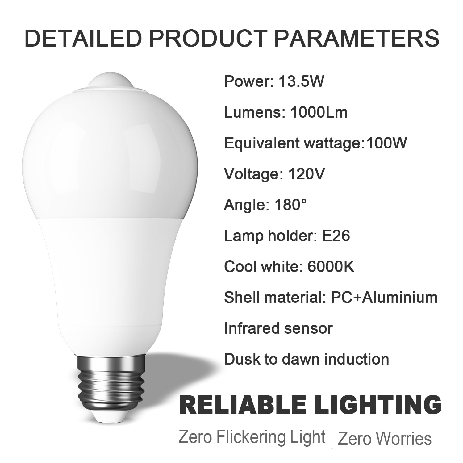 Motion Sensor Light Bulb,Motion Activated Light Bulb,Motion Bulb Indoor,Motion Detector Light,E26 Base Dusk To Dawn Security Nig