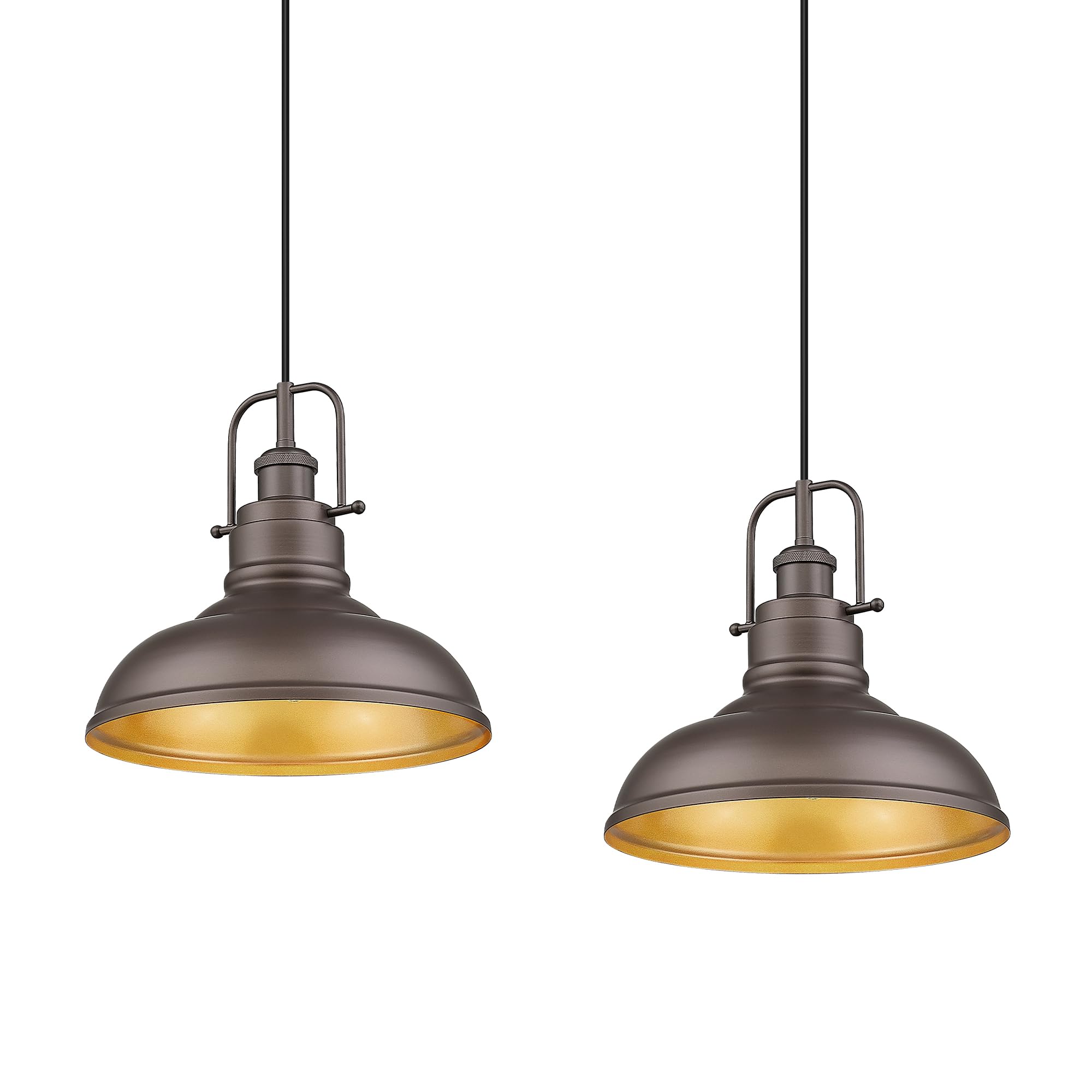 zeyu 2 Pack Farmhouse Pendant Light Fixtures, 11-inch Ceiling Hanging Light Fixtures for Kitchen Dining Room, Oil Rubbed Bronze