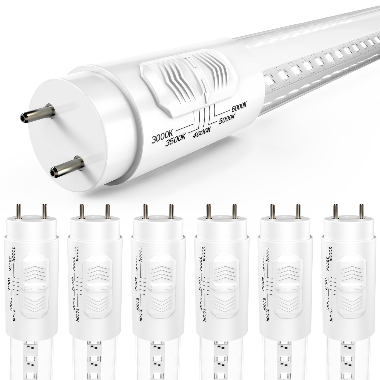 Sunco 6 Pack T8 Led Bulbs 4 Foot, Led Fluorescent Tube Replacement, 4Ft Led Tube Light, Ballast Bypass, 18W, 2200 Lm, Selectable
