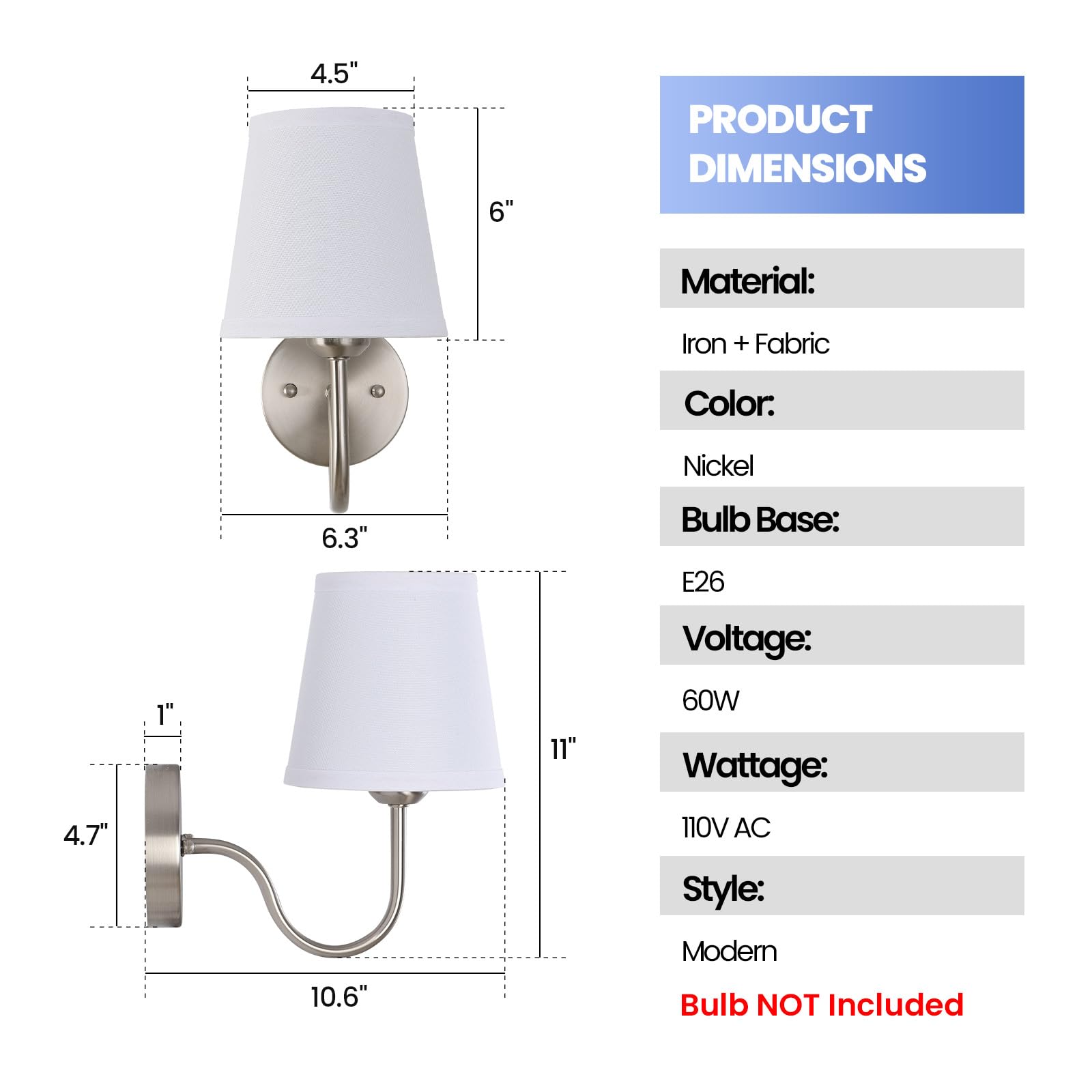 Smeike Wall Sconce Set Of 2  Brushed Nickel Bathroom Vanity Sconces Wall Lighting  Indoor Wall Lights With Light Beige Fabric Shades  Wall Mounted Lamps For Bedroom Living Room Hallway