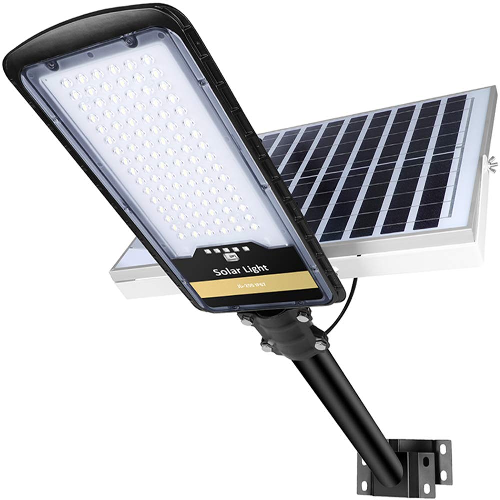 Joylight 9000 Watt Solar Street Lights Outdoor  Dusk to Dawn IP67 Security Led Flood Light Lamp with Remote Control Mounting Pole and Bracket Garden  Street  Court  Parking Lot