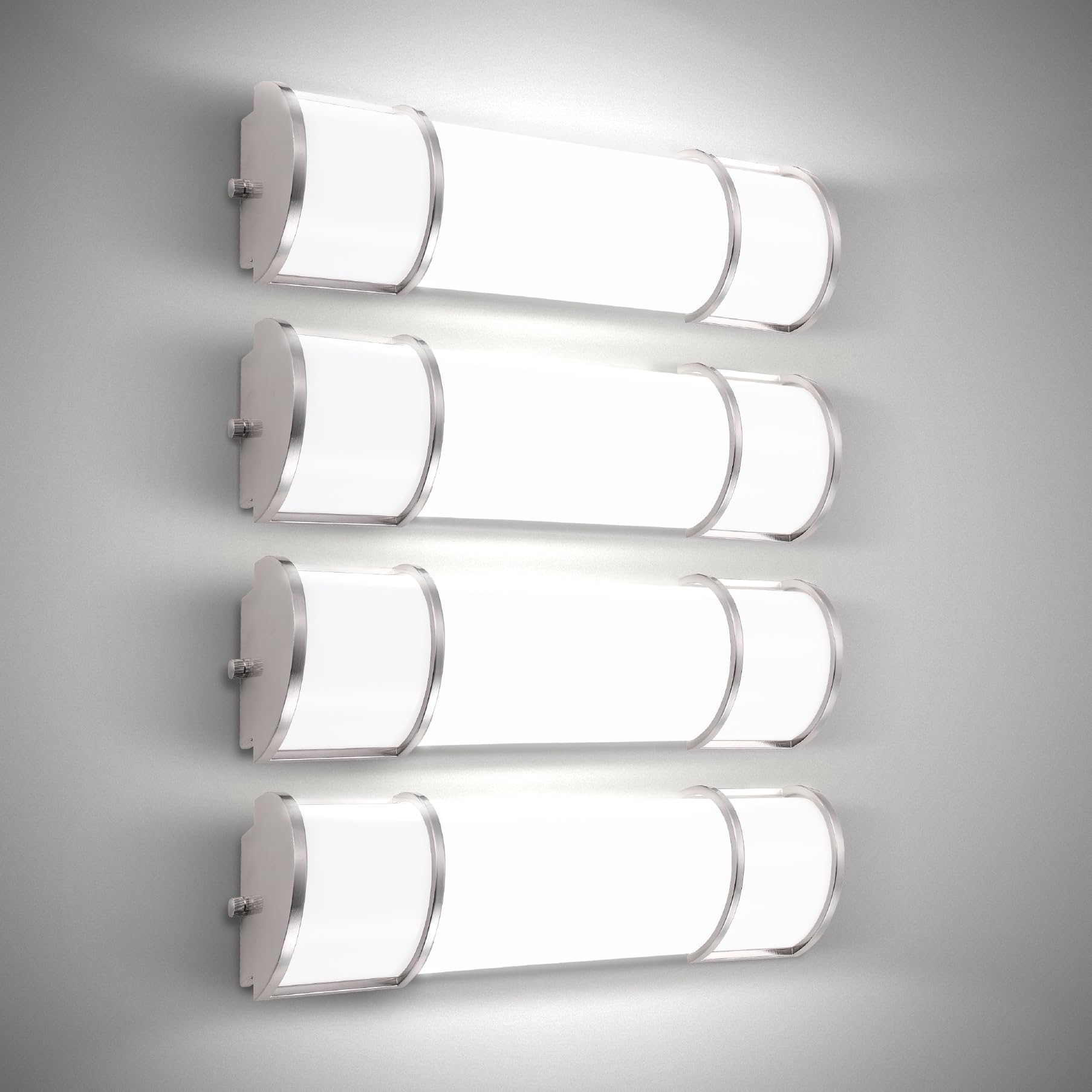 ASD LED Flush Mount Vanity Light Fixture, 20W 2300LM, Dimmable, 18 Inch, Brushed Nickel, 4 Pack, ETL Listed
