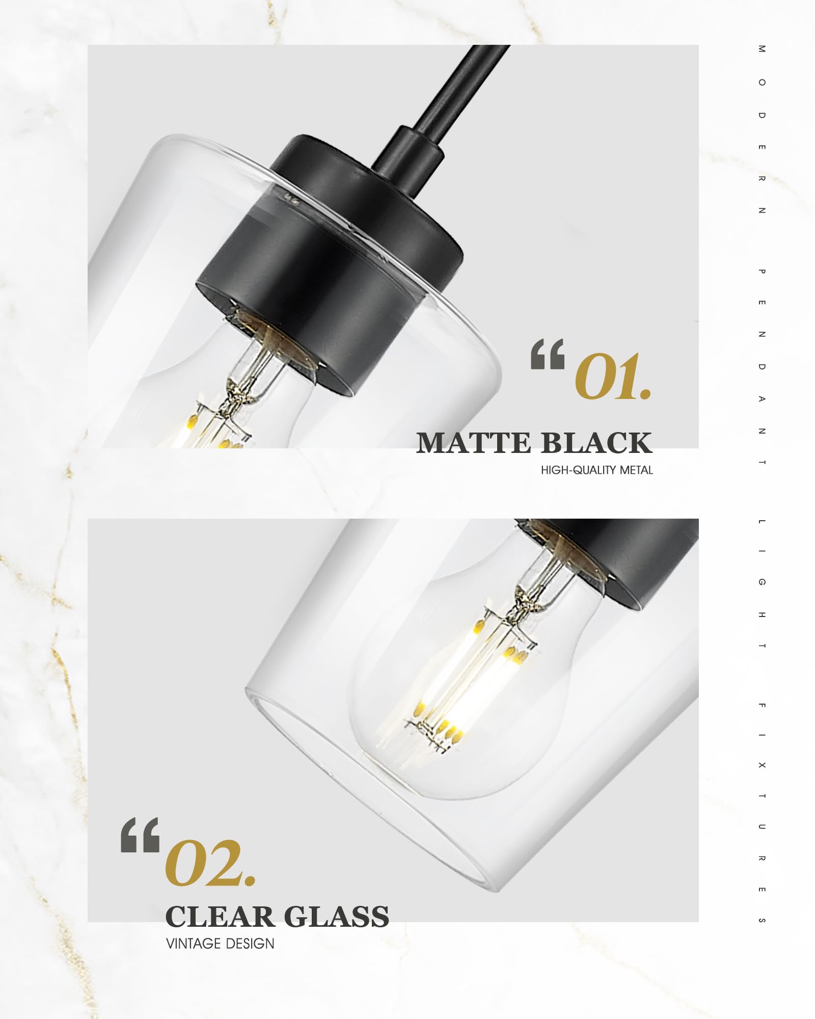 Audickic 3-Light Pendant Light Fixtures, Matte Black Cluster Dining Room Light Fixture Over Table, Adjustable Kitchen Island Lig