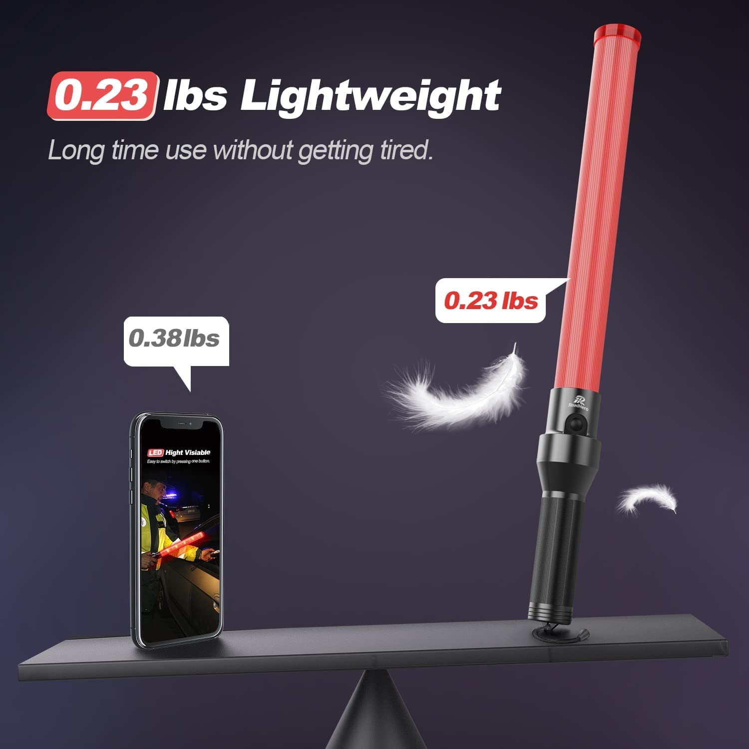 RoadHero 6 Pack LED Traffic Batons, 21 Inch Safety Wands with 3 Flashing Modes, Red Lighted Air Marshaling Signal for Directing Traffic