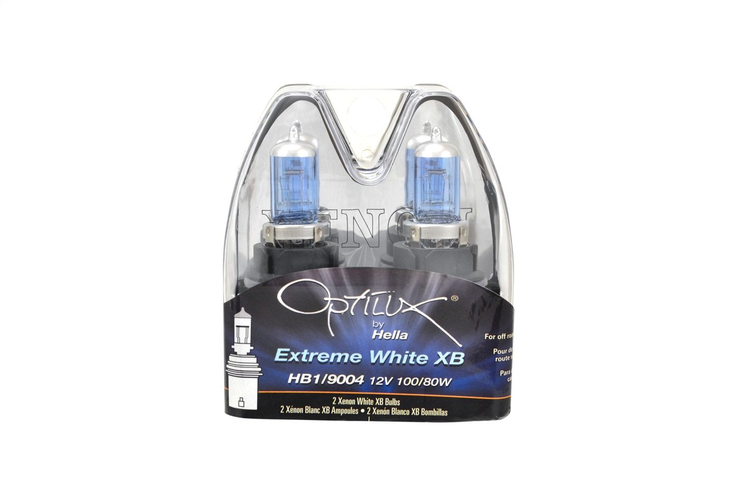 Hella H71070327 Optilux XB Series HB1 9004 Xenon White Halogen Bulbs, 12V, 100/80W, 2 Pack