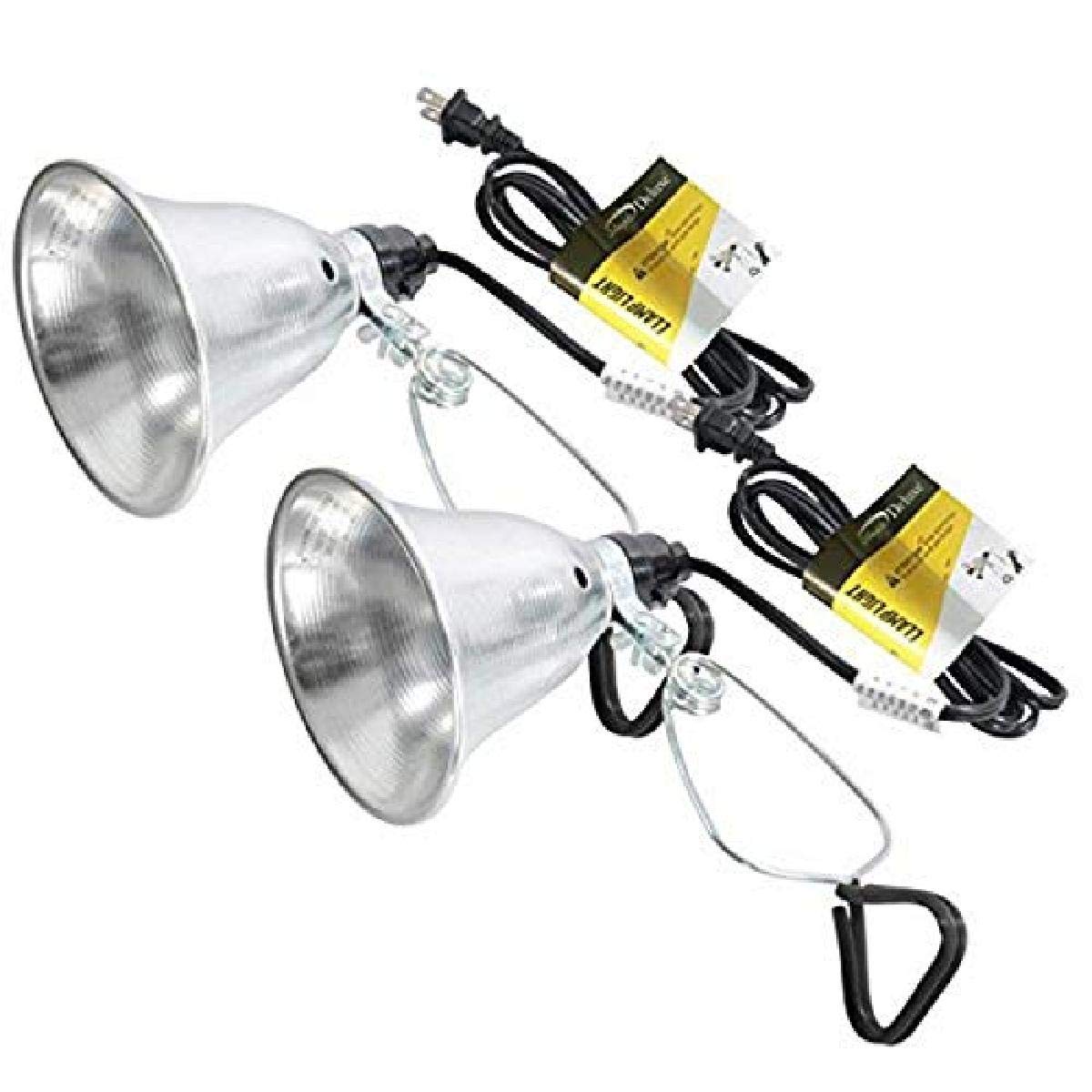 Simple Deluxe Clamp Lamp Light 2-Pack with 5.5in Reflector, 60W E26, 6ft Cord, Silver