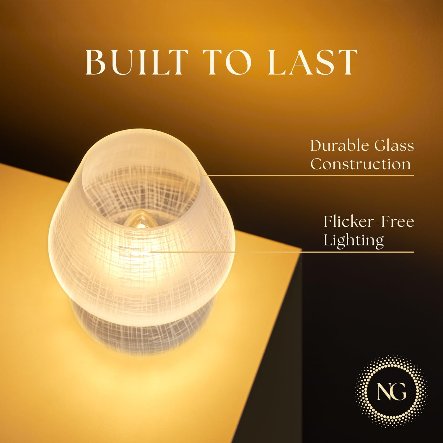 Next Glow Mushroom Lamp – Modern Dimmable LED Night Light, Small, White Lattice Glow, Model LT-0328-1, Glass Material