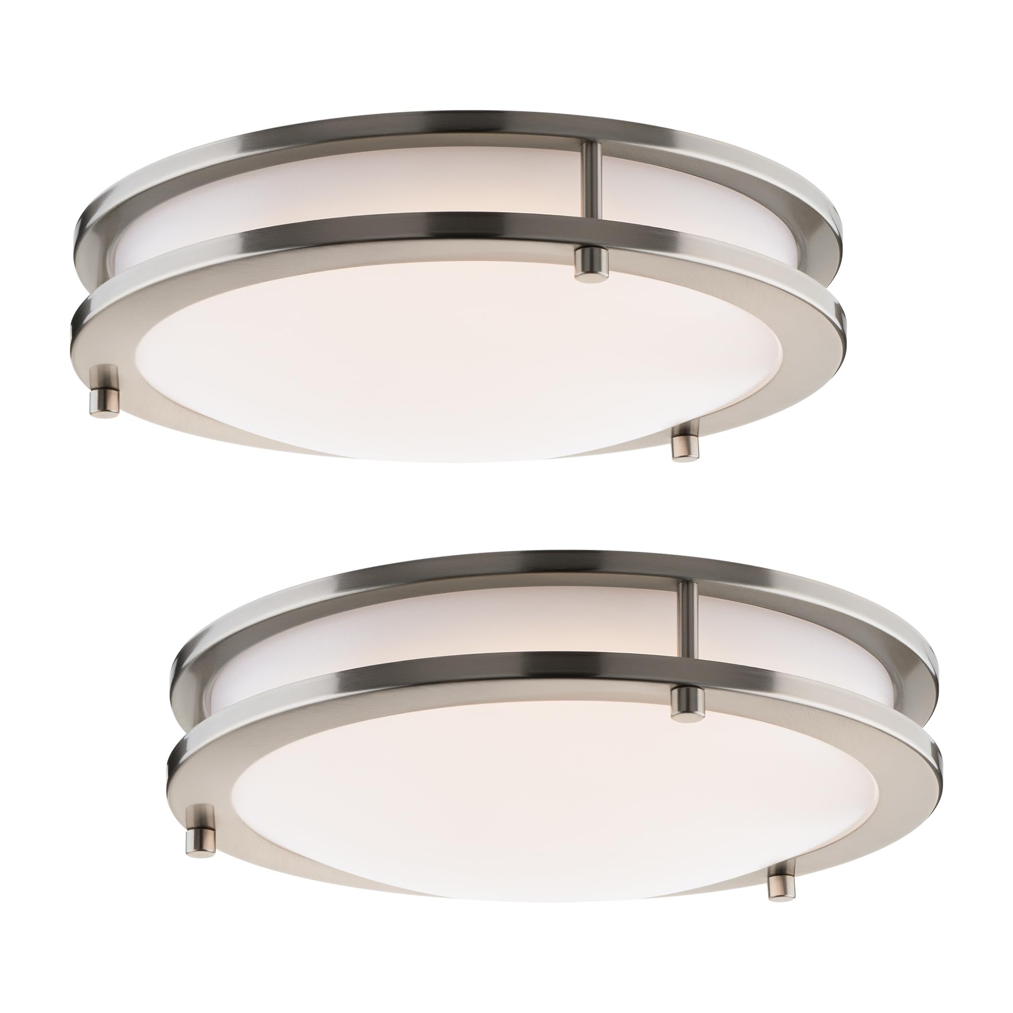East Grove Home Builder Essential Axis LED 10in Round Flush Mount 16W 1 100 Lumens with 5-CCT Selectability 2700-3000-3500-4000-5000K in Brushed Nickel (Pack of 2 Lights)