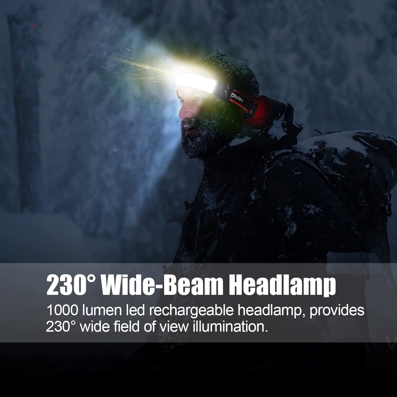 Spriak LED Rechargeable Headlamp 1000 Lumens 230° Widebeam USB Rechargeable 2pcs Set Waterproof Model B42