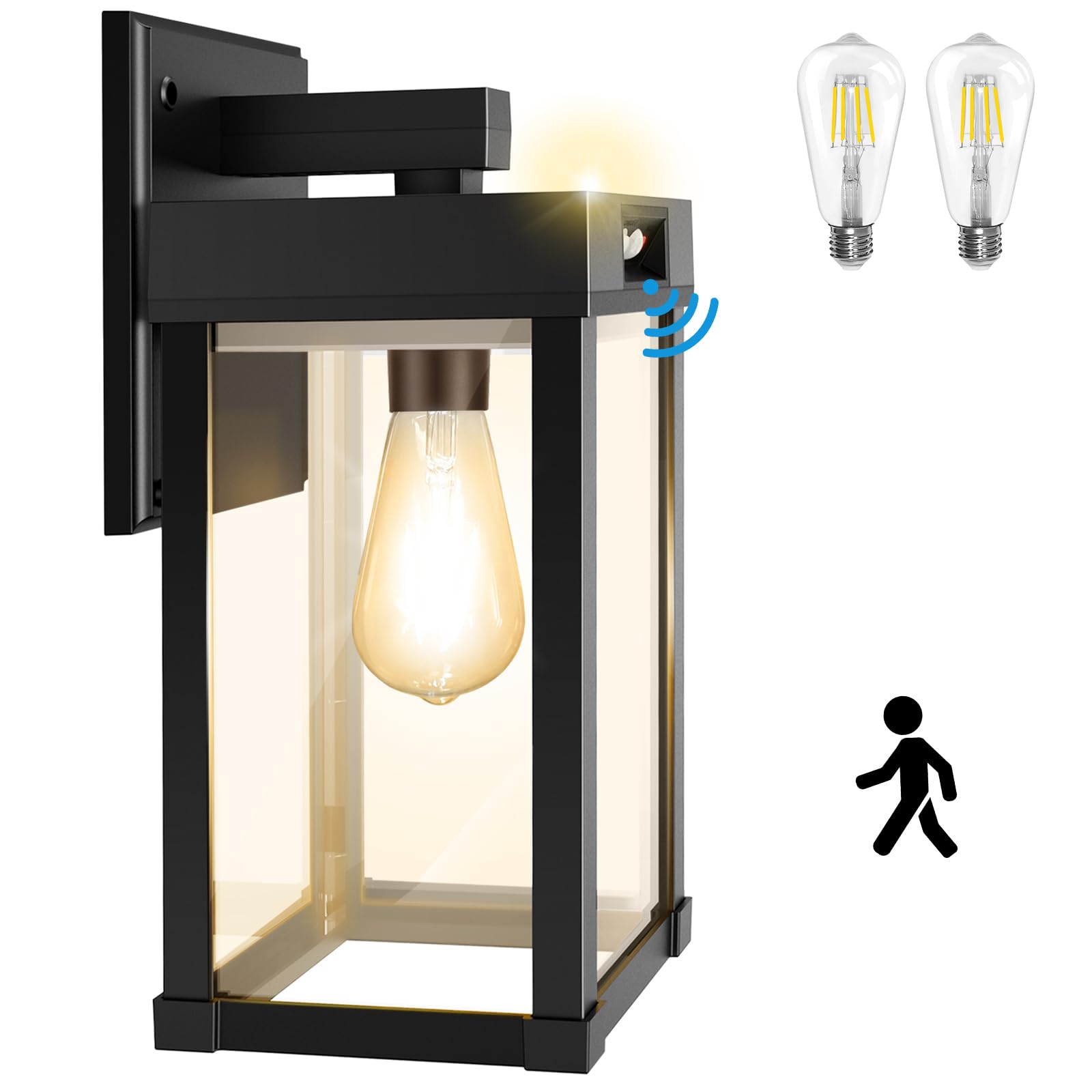 Aqonsie Solar Wall Lights Outdoor, 3 Lighting Modes, Motion Sensor, Black, Plastic, Model L-B01