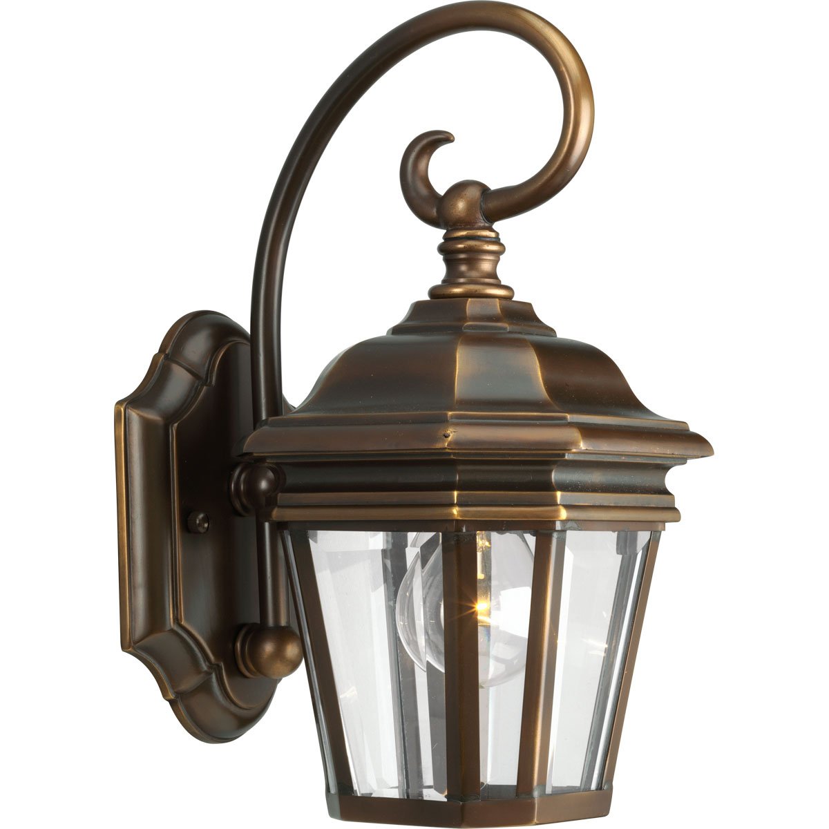 Progress Lighting Wall Lantern P5670-108, 1-Light, Clear Beveled Glass, Oil Rubbed Bronze, 6.5inW x 12.5inH, Aluminum