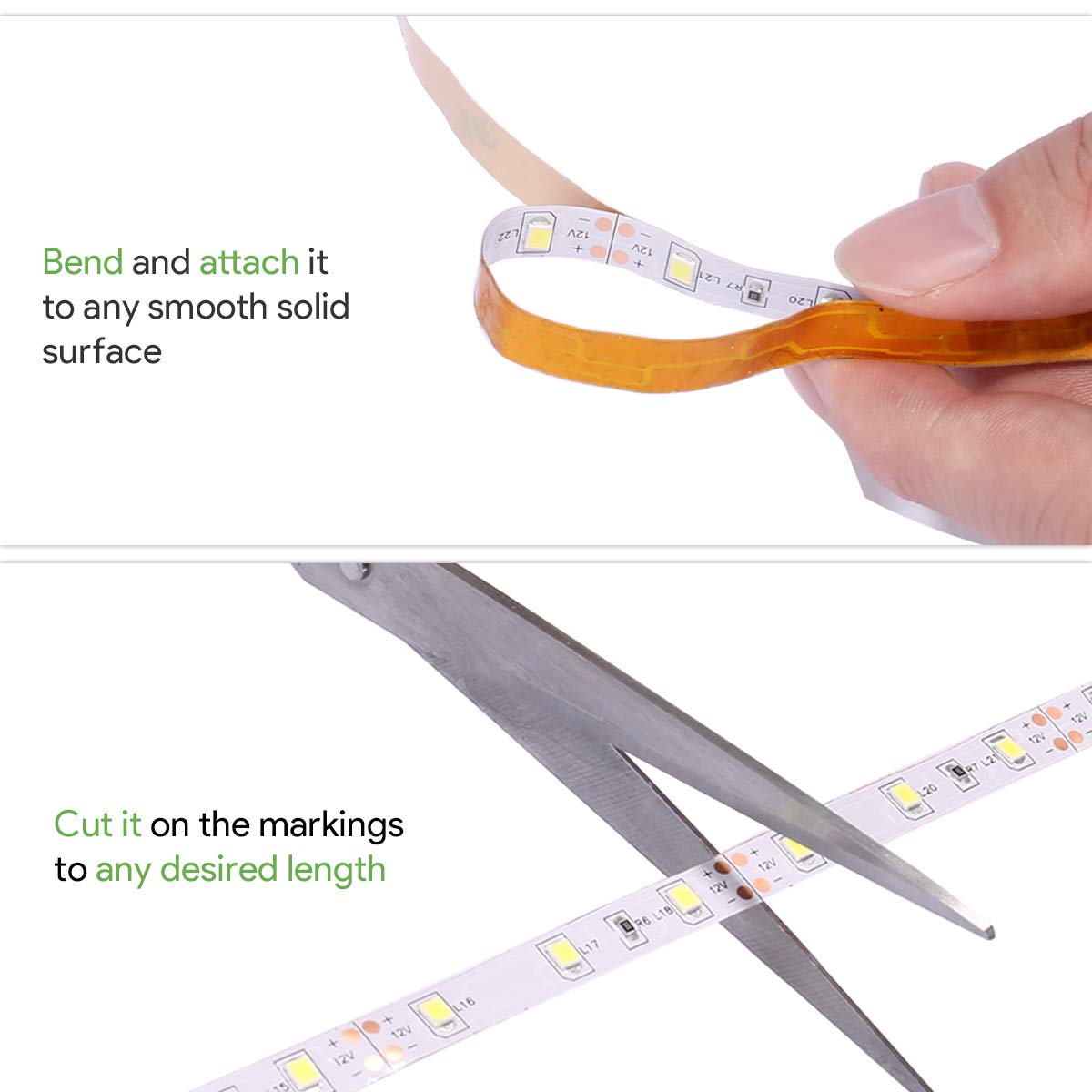 Lepro LED Strip Light 12V, 300 LEDs, 32.8ft, Daylight White, Flexible, Non-Waterproof, Model PR4100057-DW-2, Pack