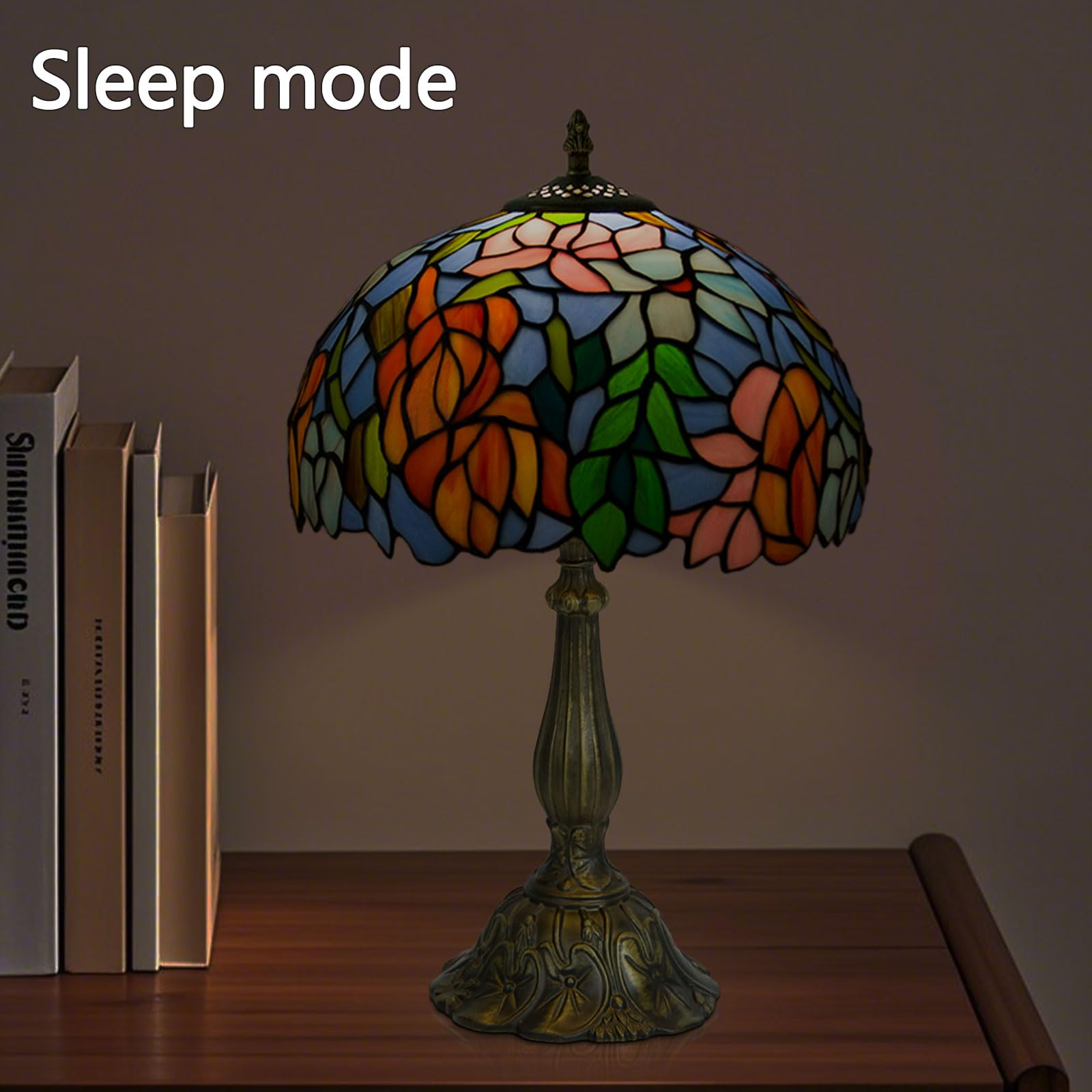 12 Inch Tiffany Table Lamps with Remote Control, Stained Glass Lamp with Stepless Dimmable Colors Temperature & Brightness for L