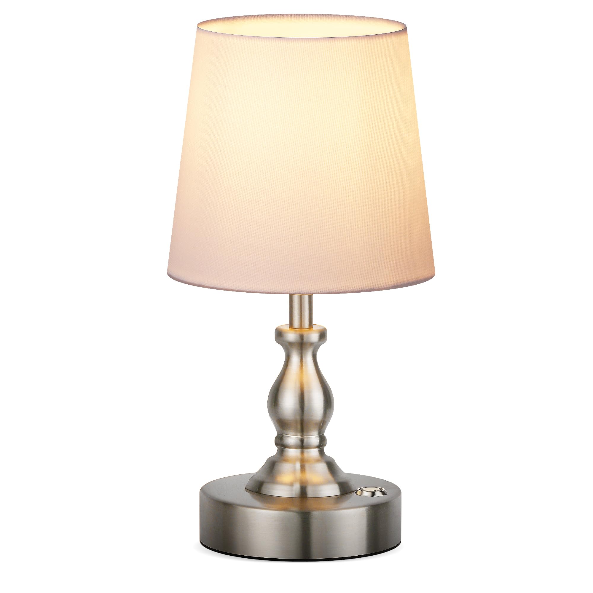 PARTPHONER Mini Cordless LED Table Lamp, 5200mAh Rechargeable, 3-Level Brightness, Touch Dimmable, Brushed Nickel, Model STR-LP-TL001