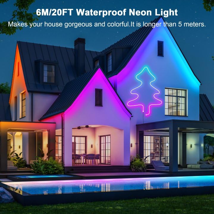 Cozylady RGB LED Neon Rope Lights, 20Ft Waterproof Strip, 7.5M, Multicolor, Model HX-WL3035-24V, App/Remote Control