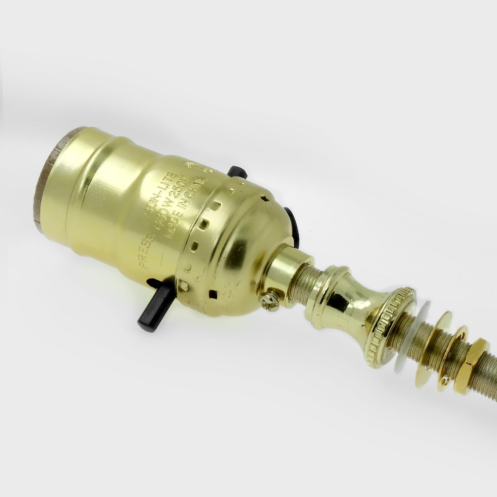 GooChan Lamp Repair Hardware Assortment, Gold Metal, Includes 12 Inch Rod Kit, Nipples, Coupling Connectors, Switch Knobs