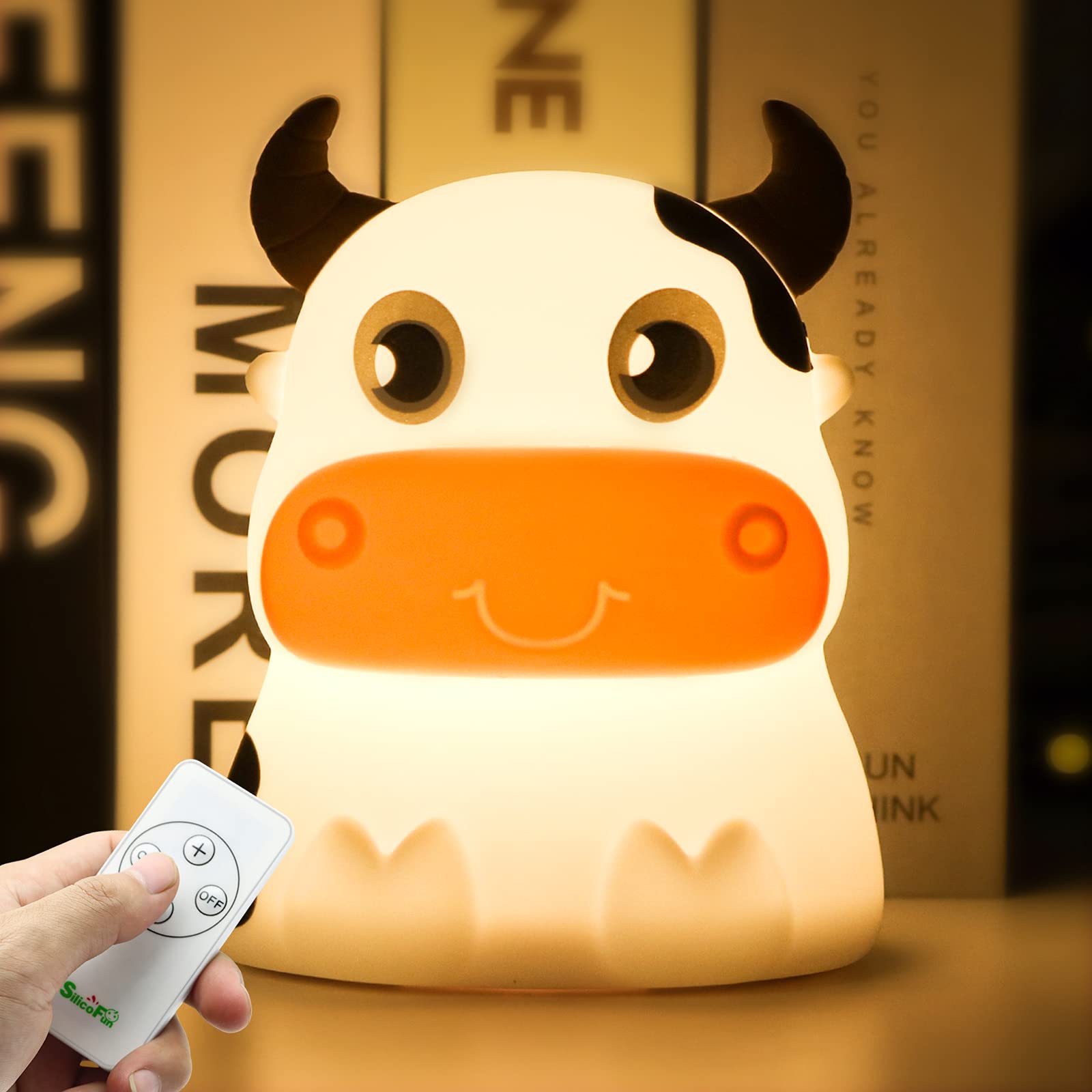 AVEKI Night Light for Kids, Portable Tap Control Rechargeable Nightlight Lamp, Color Changing, Remote Control Silicone Cute Anim