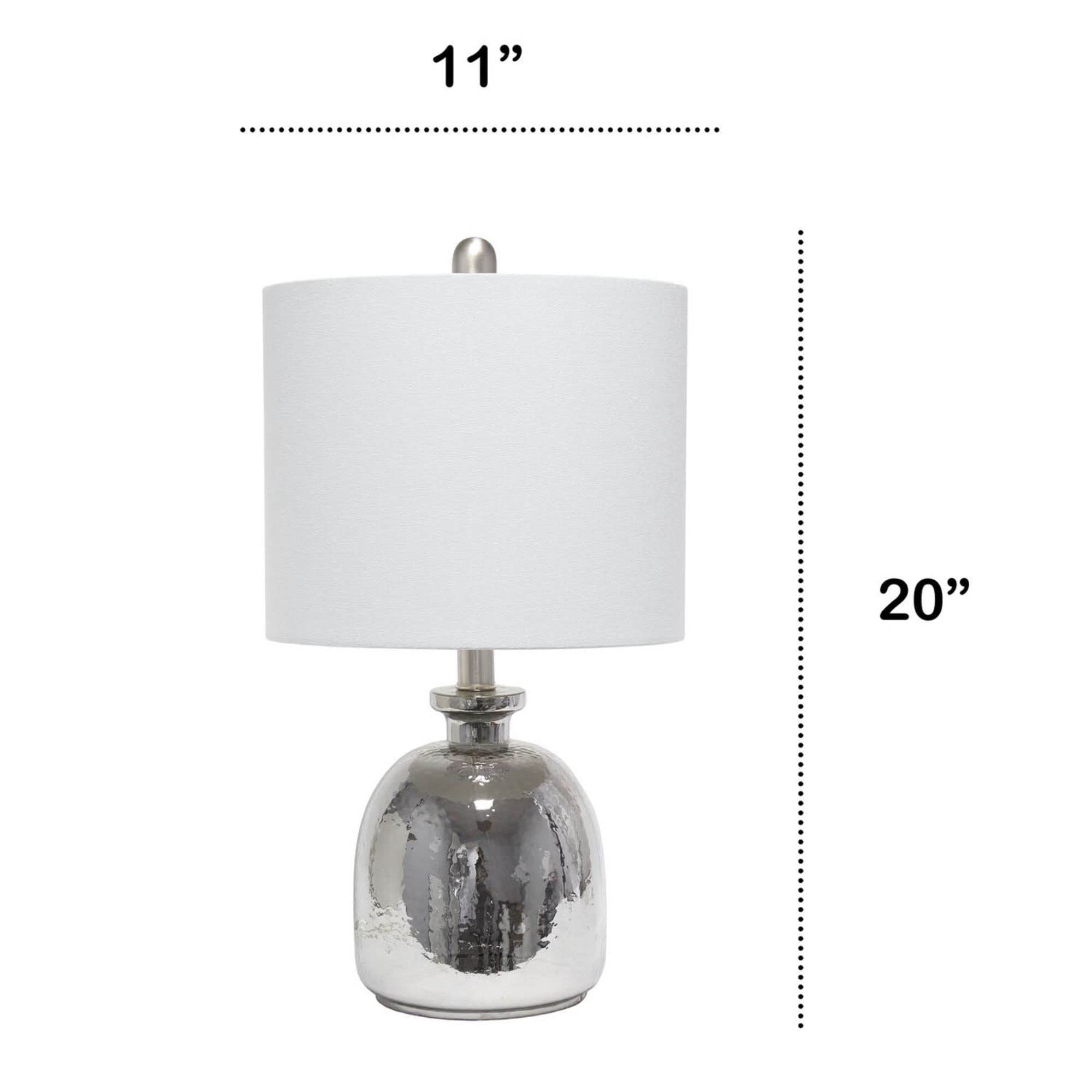 Lalia Home Contemporary Metallic Gray Hammered Glass Jar Table Lamp With Grey Linen Shade
