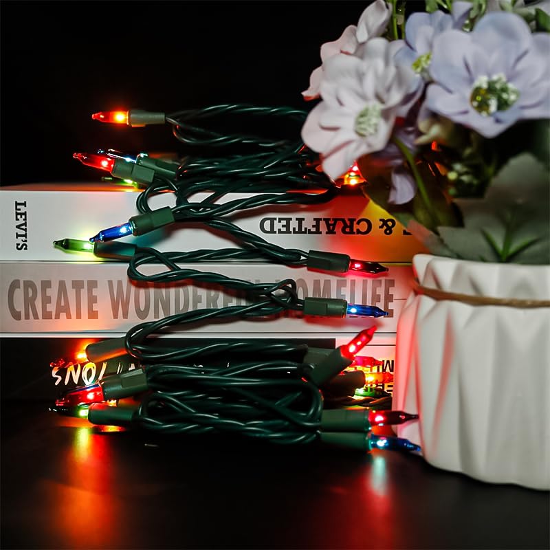 Multi-Sparking Christmas Lights Multicolor 35 Count - Incandescent Mini Christmas Lights For Indoor Outdoor Christmas Tree Decorations, 8.5 Feet Green Wire Colored Christmas String Lights