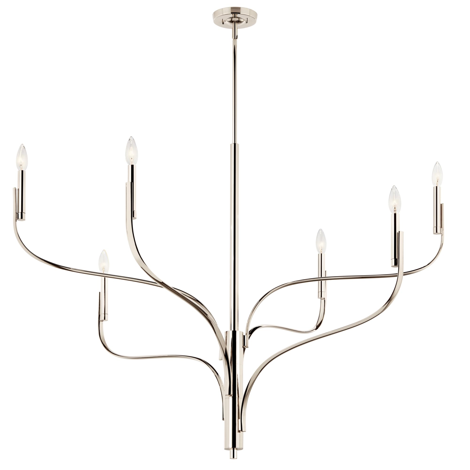 Kichler Livadia 6-Light Chandelier, Soft Modern-Light in Polished Nickel, for Foyer, Great Room, or Vaulted Dining or Bedroom (3