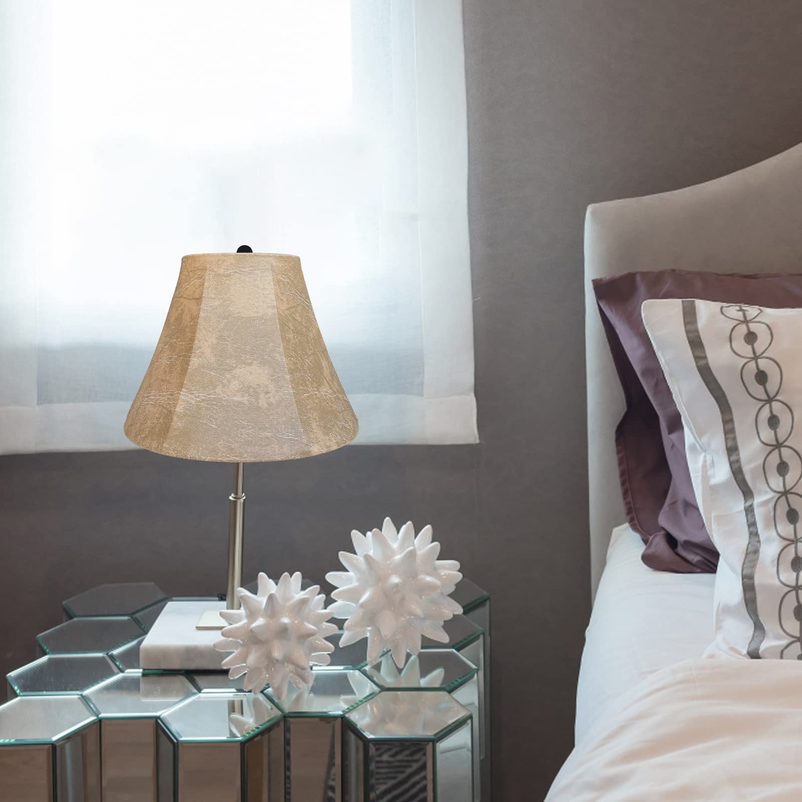 Tootoo Star   Sheepskin Lamp Shades Set Of 2, 6X12X8.5, Spider Fitter,   Sheep Leather