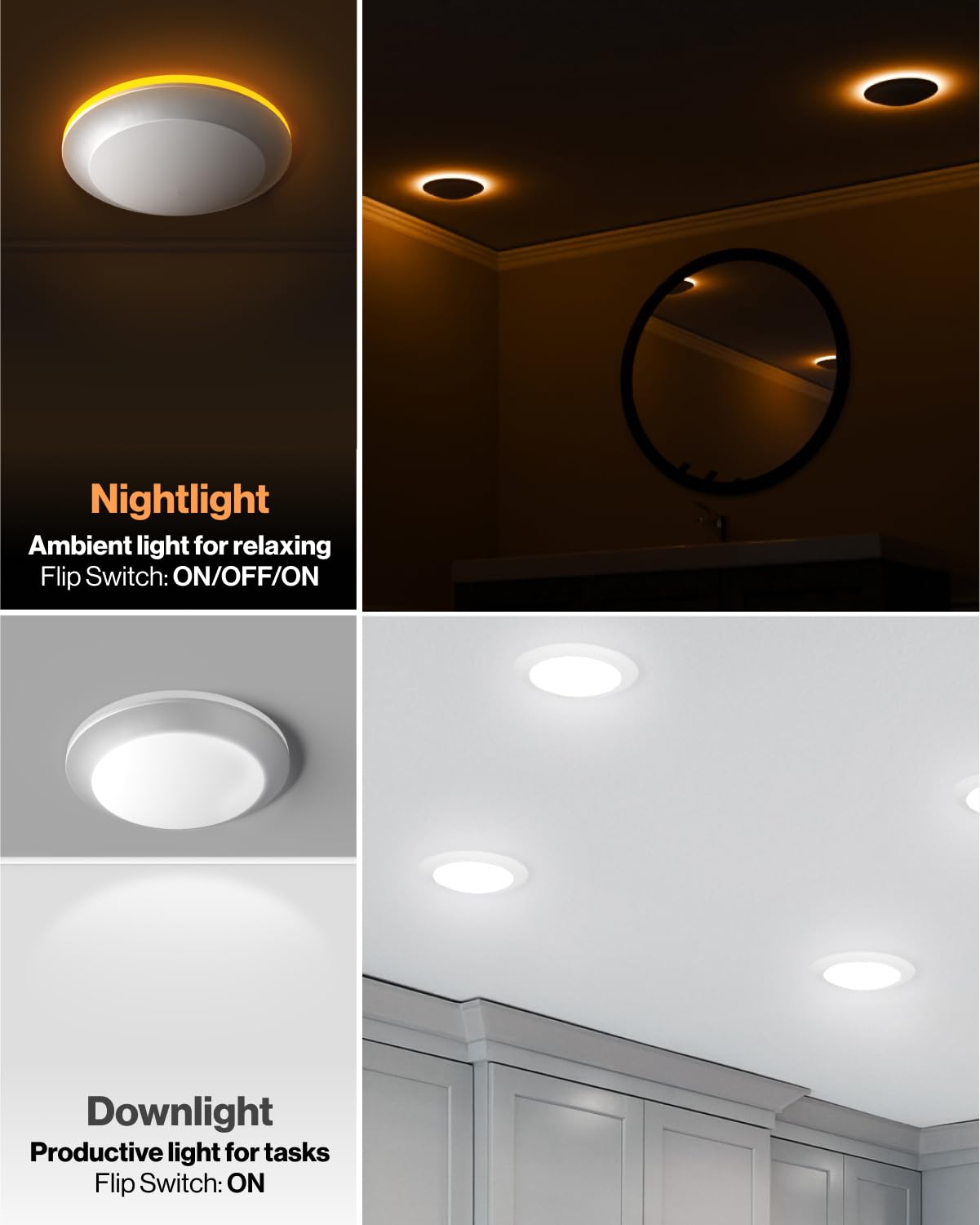 Sunco Lighting 6 Pack 6 Inch Led Nightlight Disk Lights Flush Mount Ceiling Light Fixture Recessed, 13W, 1200 Lumens, Selectable