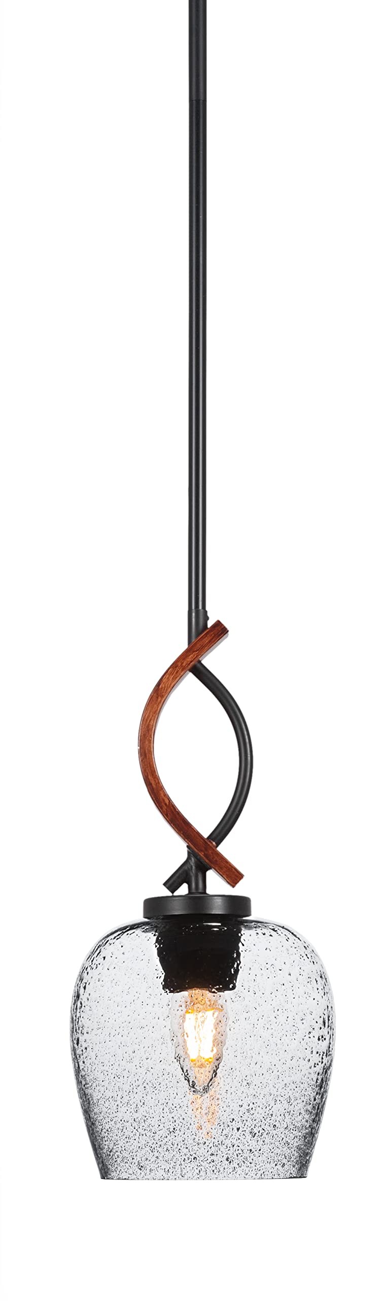 Monterey 1 Light Mini Pendant in Matte Black & Wood-Look Metal (2901-MBWG-4812)