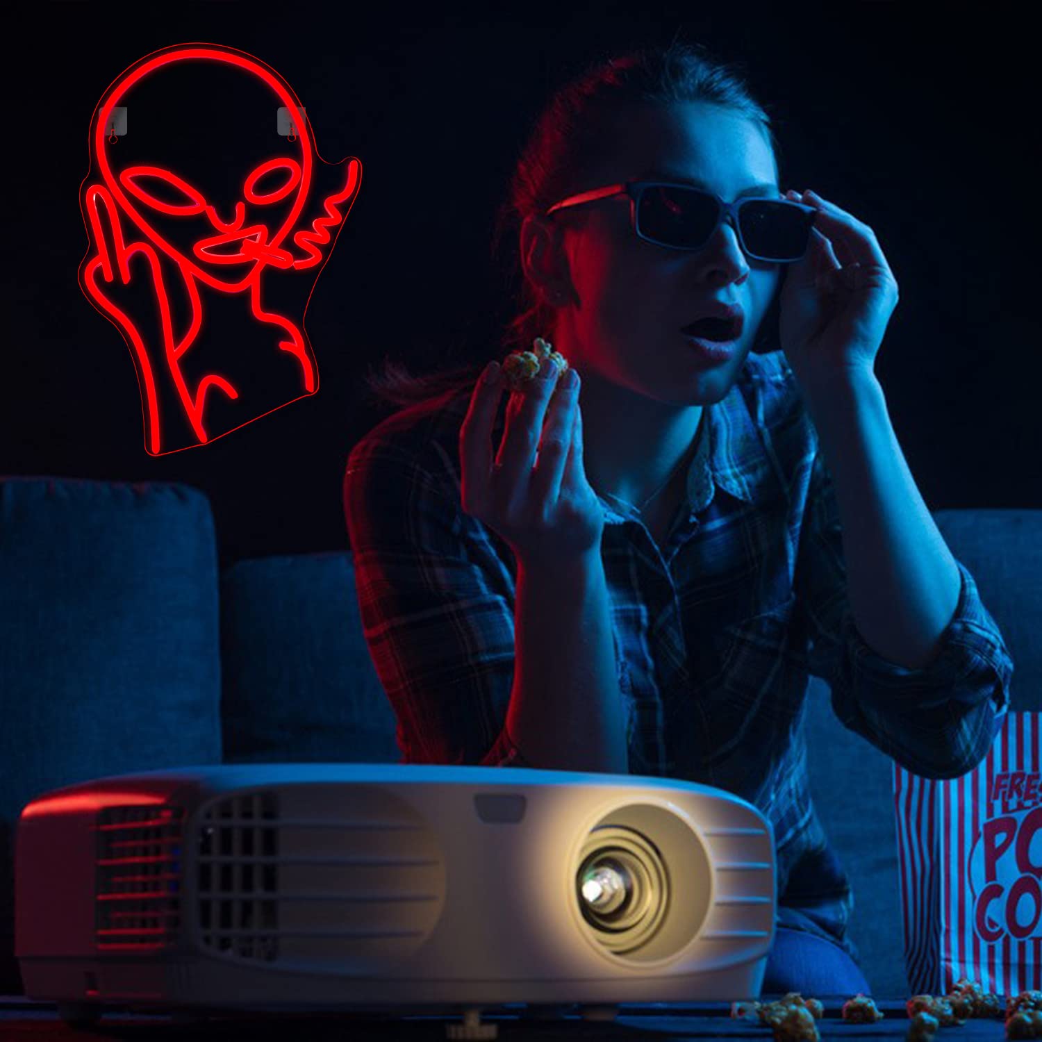 LUCUNSTAR Red Alien Neon Sign for Wall Decor, 16.1inL x 11.8inW, Ideal for Man Cave, Game Room, Pub, Bar, Hip Hop Party, LED