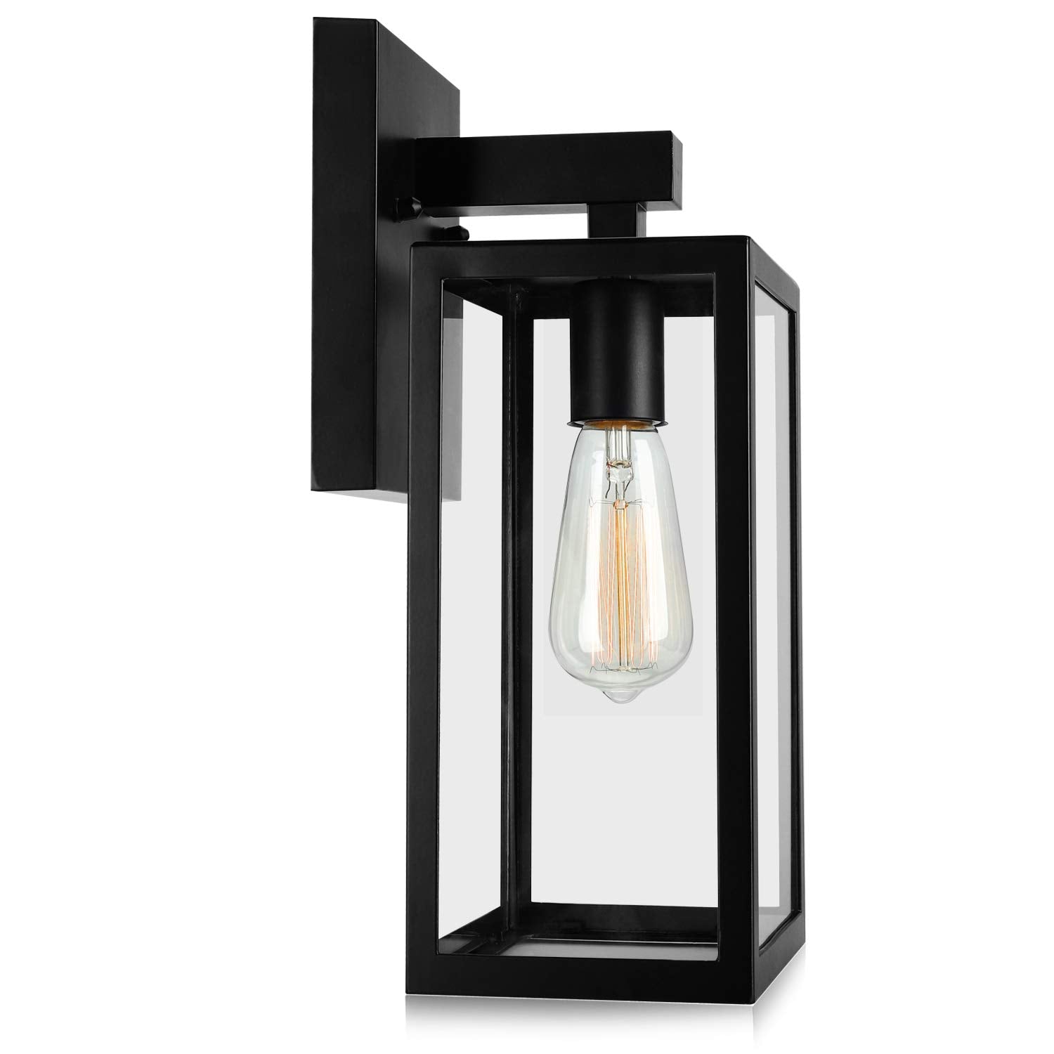 MAXvolador Outdoor Wall Lantern, Large Exterior Waterproof Wall Sconce Light Fixture, Black Anti-Rust Mount Lights Glass, E26 Po