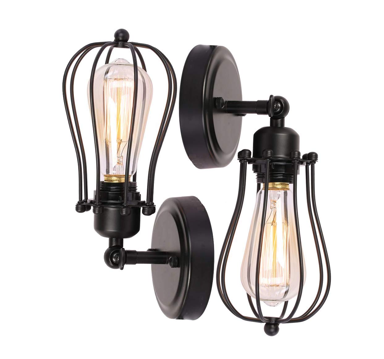 BRIGHTESS Wire Cage Pendant Fixture Set of 2, Black Industrial Vintage, Hardwired, Model 781520672327