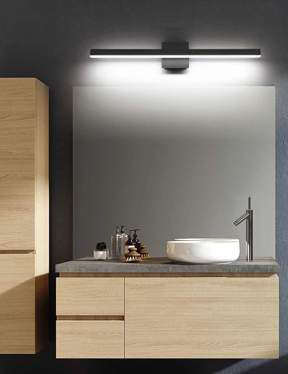 Joossnwell Modern Vanity Light Fixtures Matte Black Aluminum Bar Lighting For Bathroom Lights Over Mirror 31.5'' Inch Led Wall L