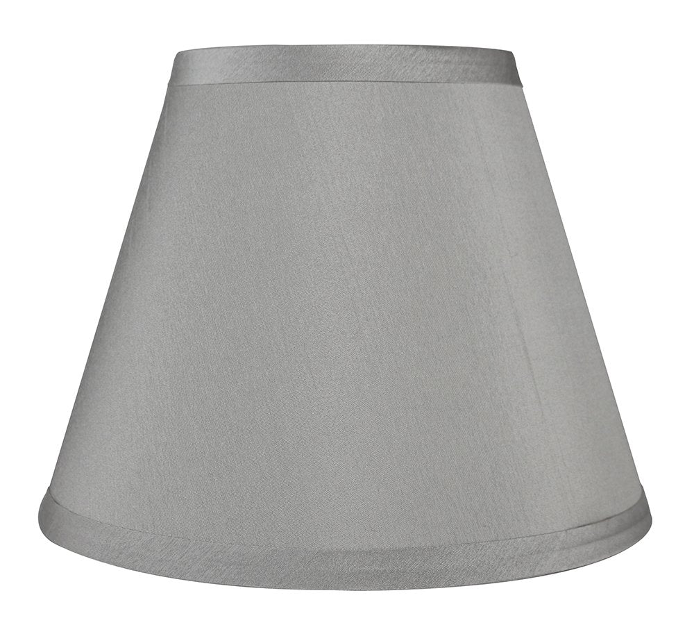 Urbanest Coolie Hardback Lampshade, Faux Silk, 5-Inch By 9-Inch By 7-Inch, Silver, Spider Washer Fitter